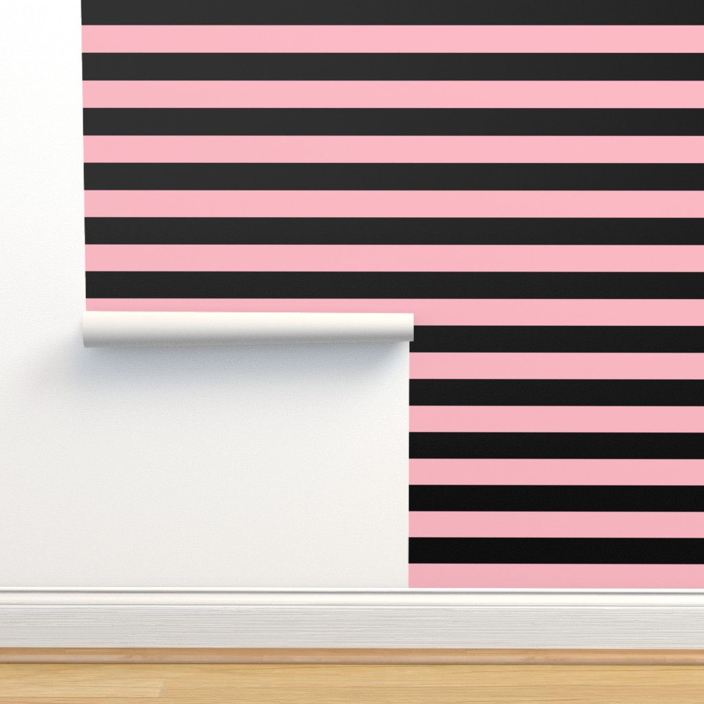 pastel pink and black stripes 2in - Wallpaper