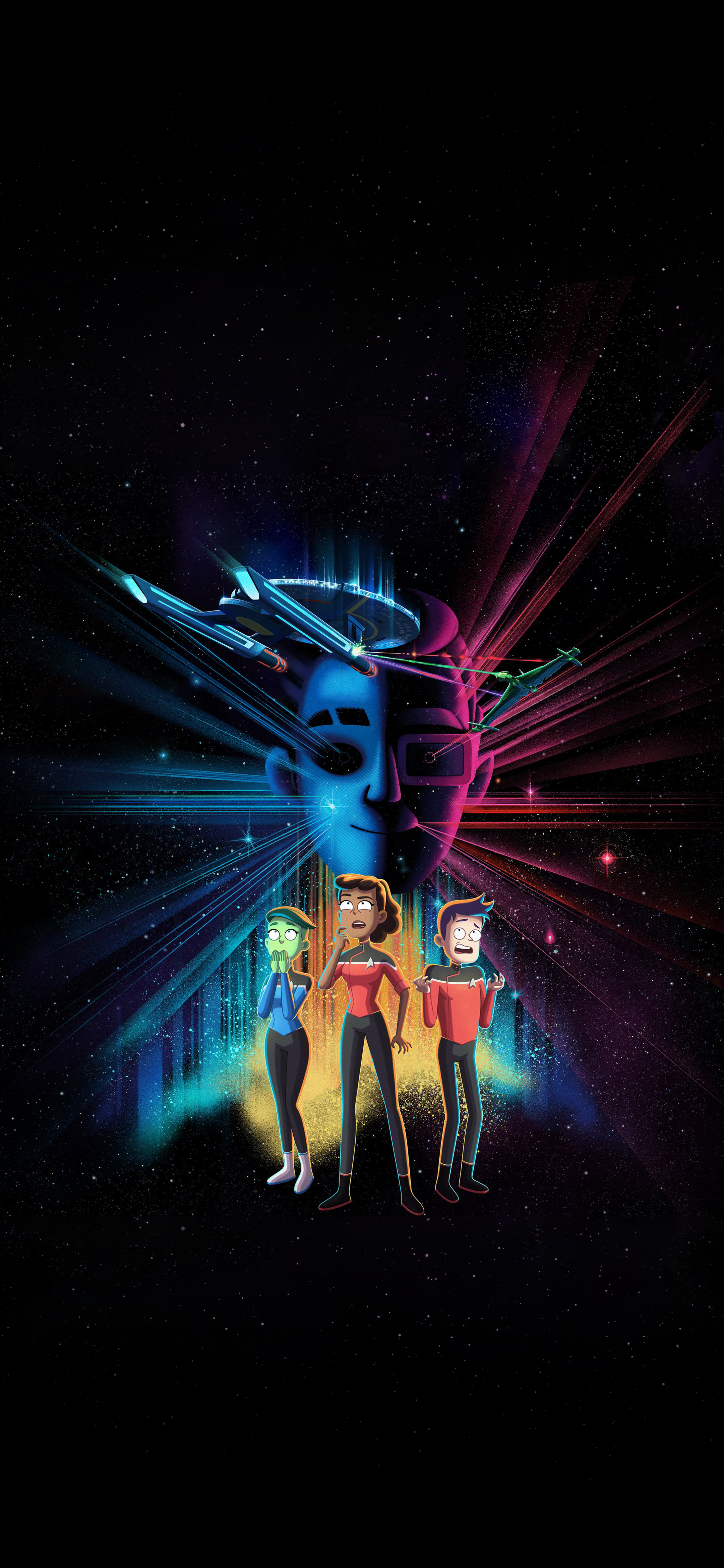 Removed the text from the new Star Trek: Lower Decks Poster to make a mobile wallpaper