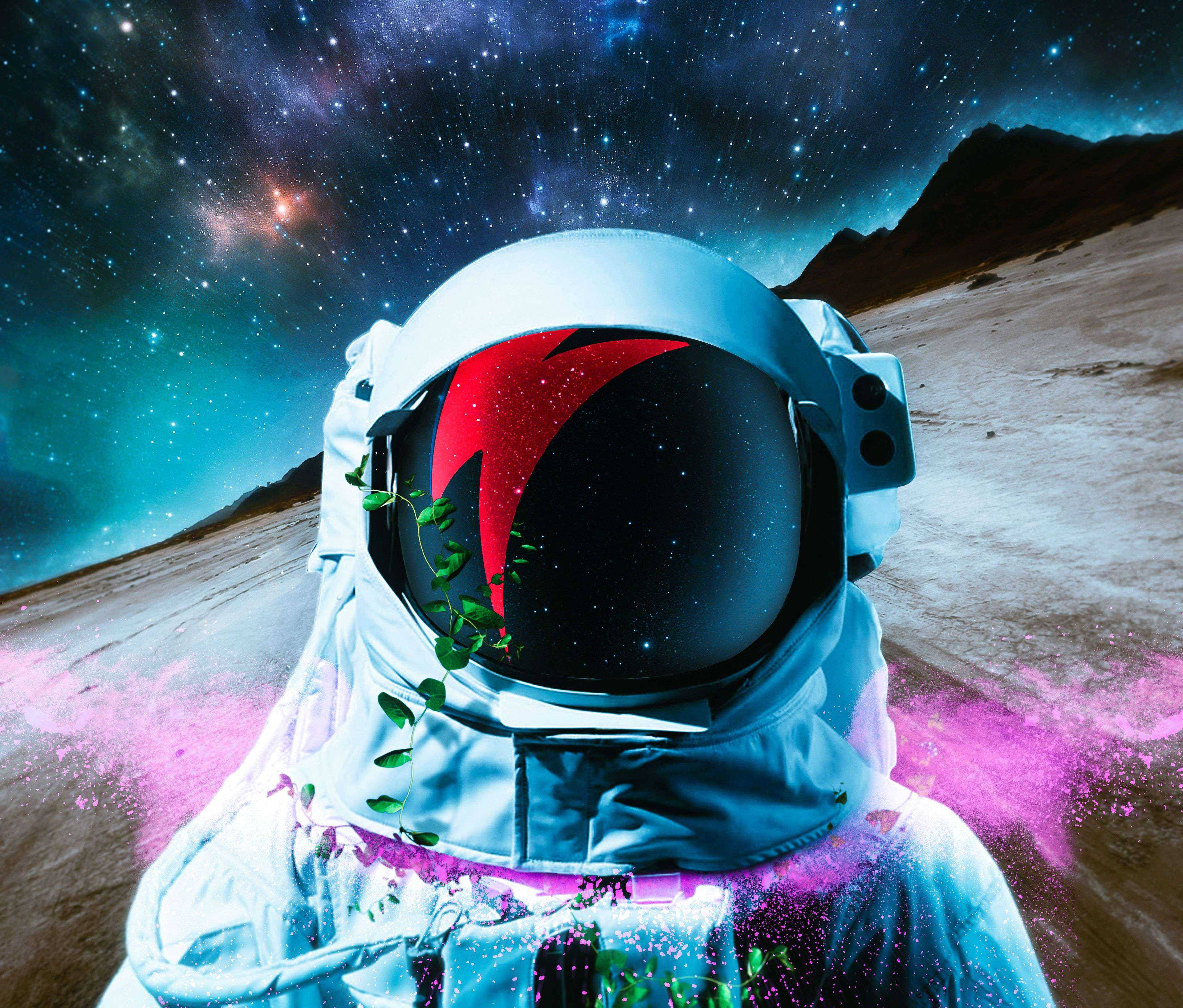 Download Astronaut Neon Streak Aesthetic Wallpaper