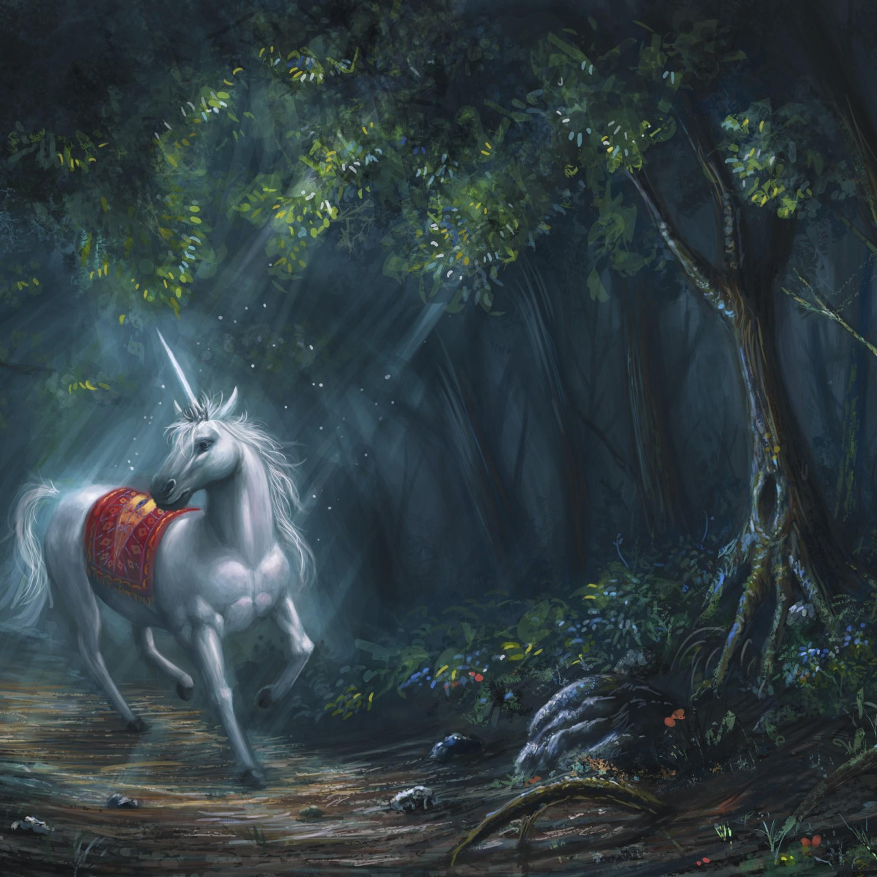 Forest Wallpaper, Dreamland, Unicorn, Woodland, Tree, Wildlife, Fairytale Art • Wallpaper For You
