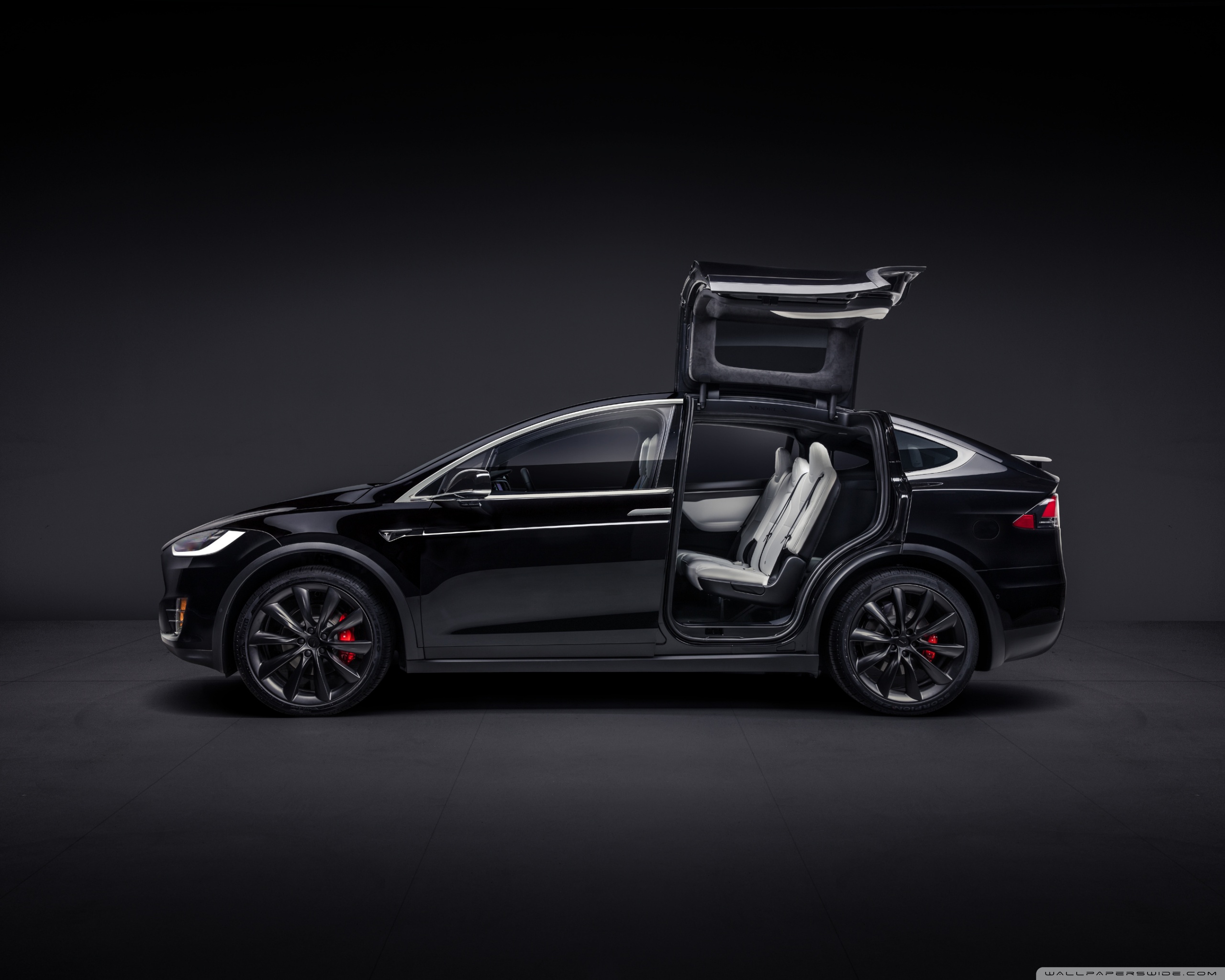 Tesla Model X Black Electric Car Profile Ultra HD Desktop Background Wallpaper for: Widescreen & UltraWide Desktop & Laptop, Multi Display, Dual & Triple Monitor, Tablet