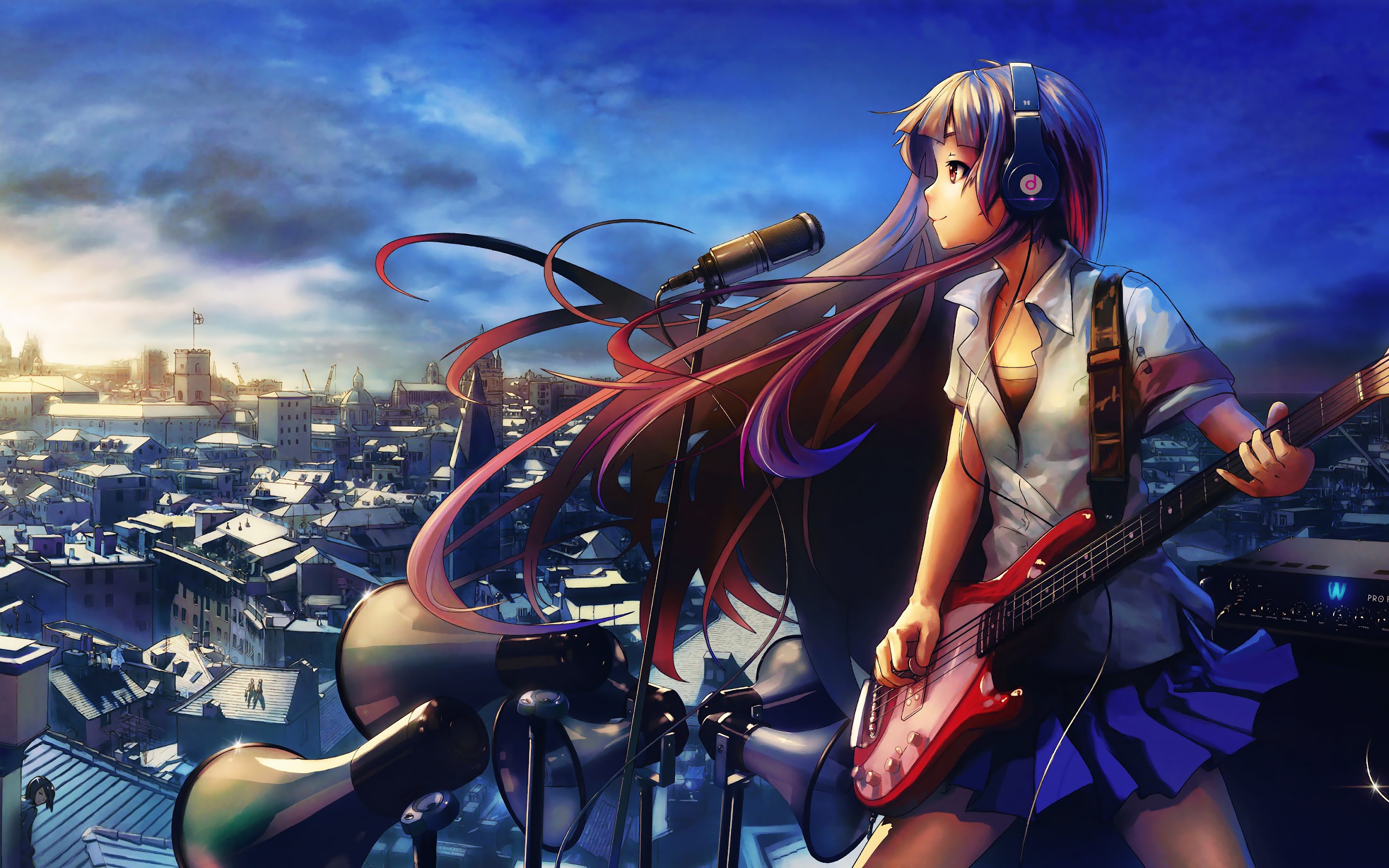 Anime Girl Singing Guitar 4K Wallpaper