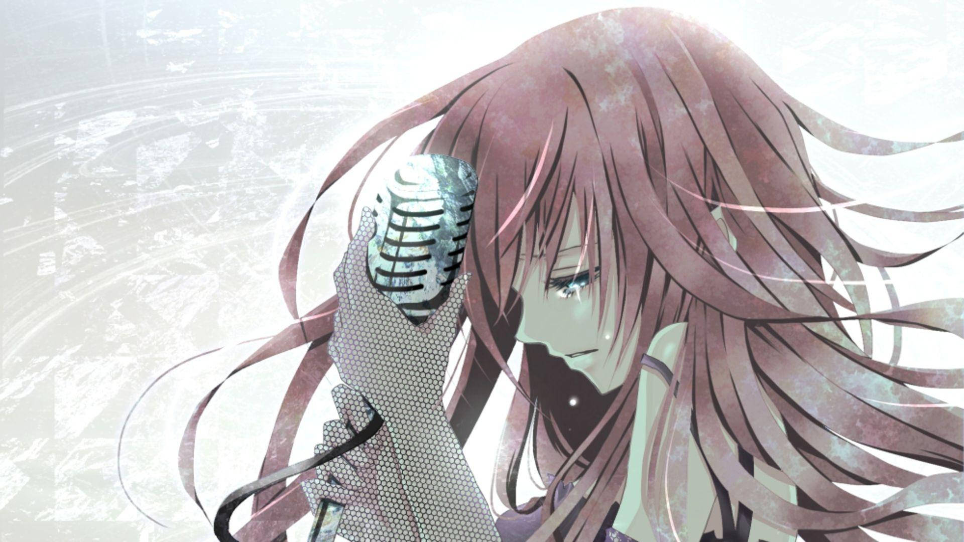 Download Sad Anime Girl Singer Wallpaper