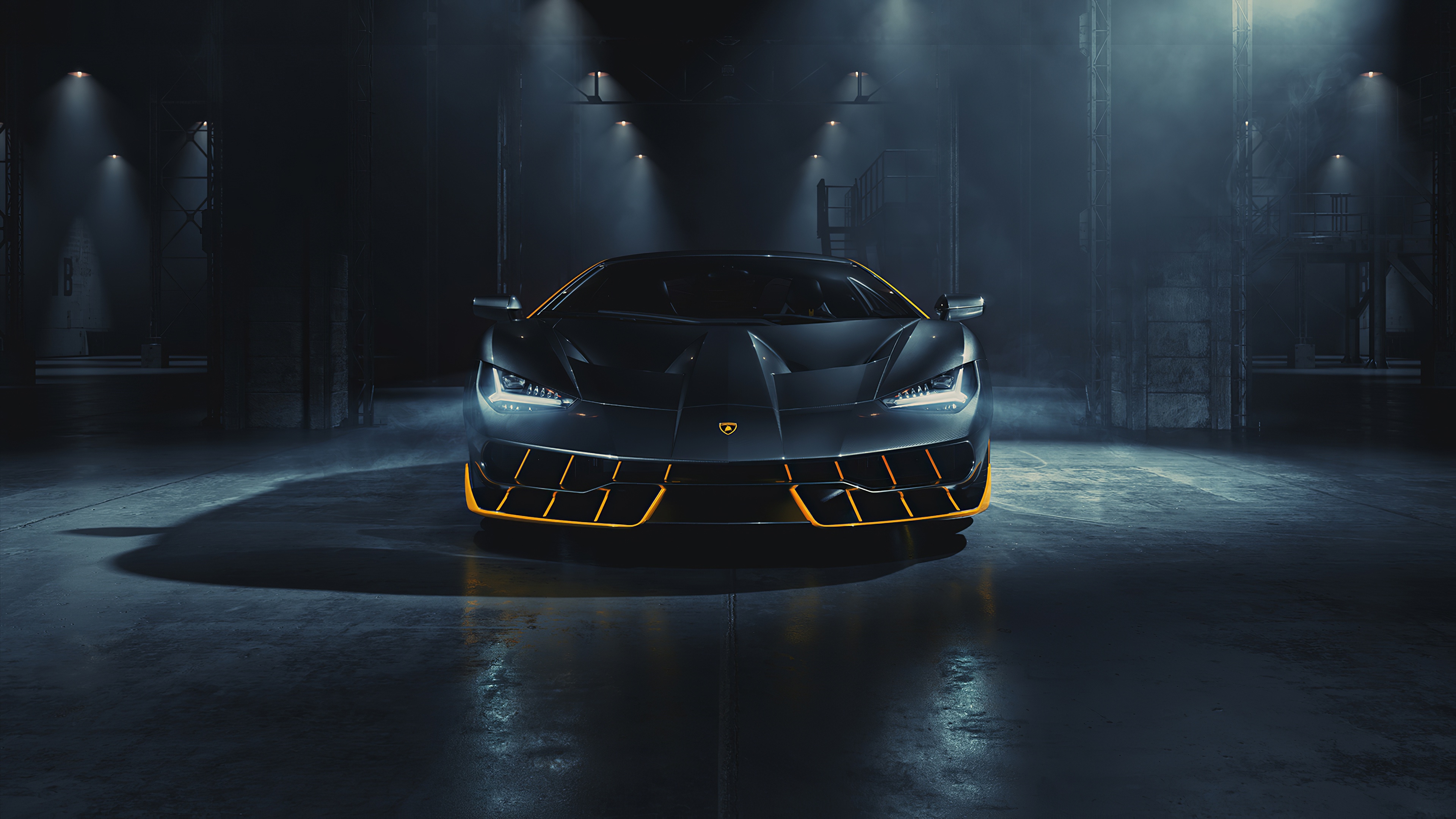 Download 1280x1024 Lamborghini Centenario, Front View, Black Supercars Wallpaper