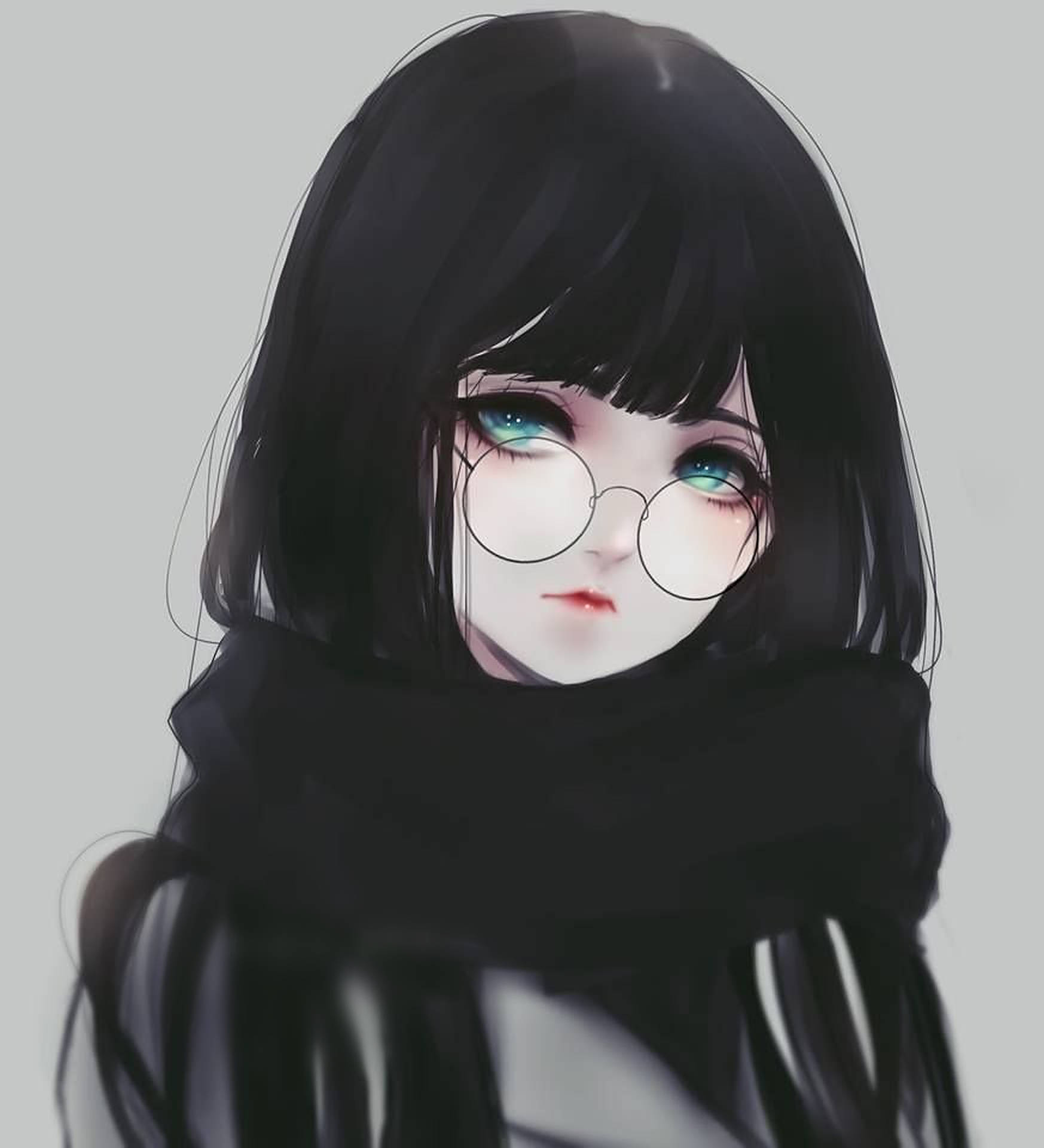 Download Anime Girl With Glasses Emo Pfp Wallpaper