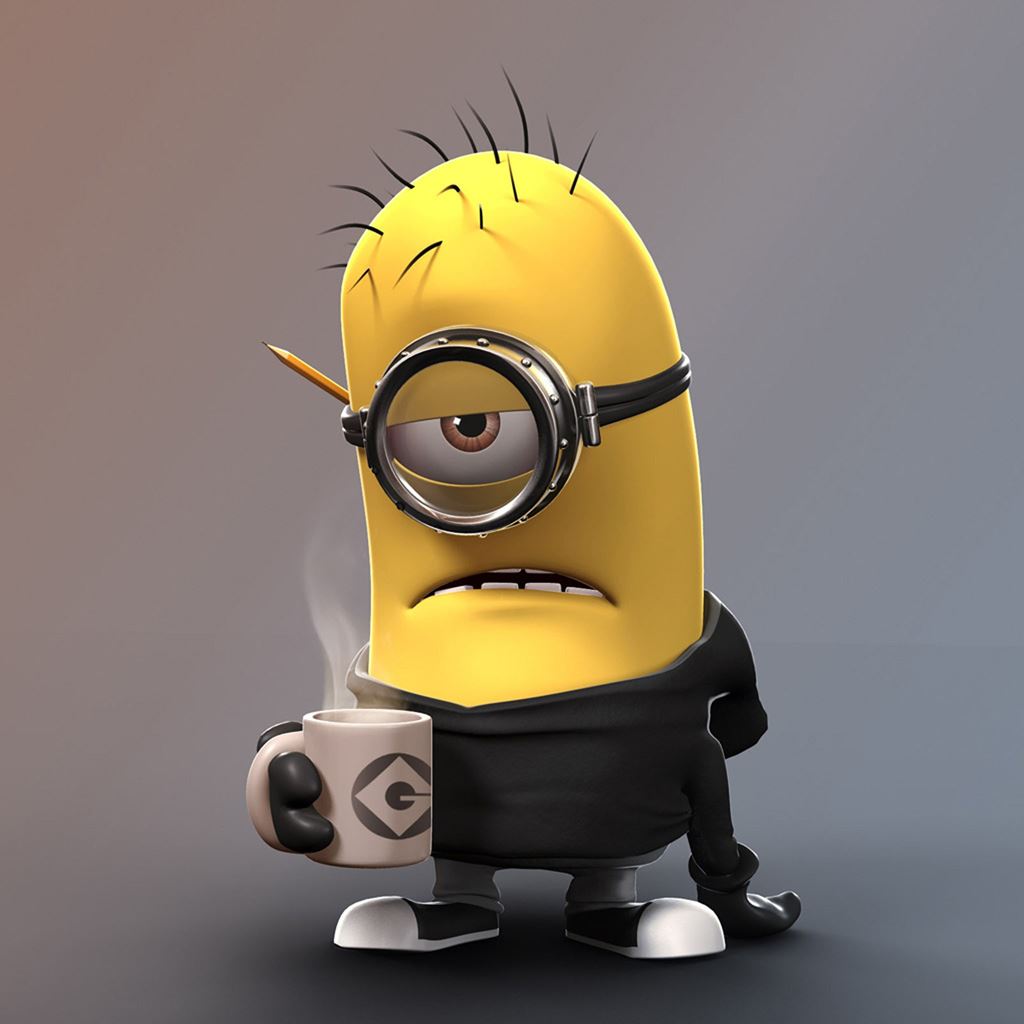 Tired Minion Coffee Lover iPad Wallpaper Free Download