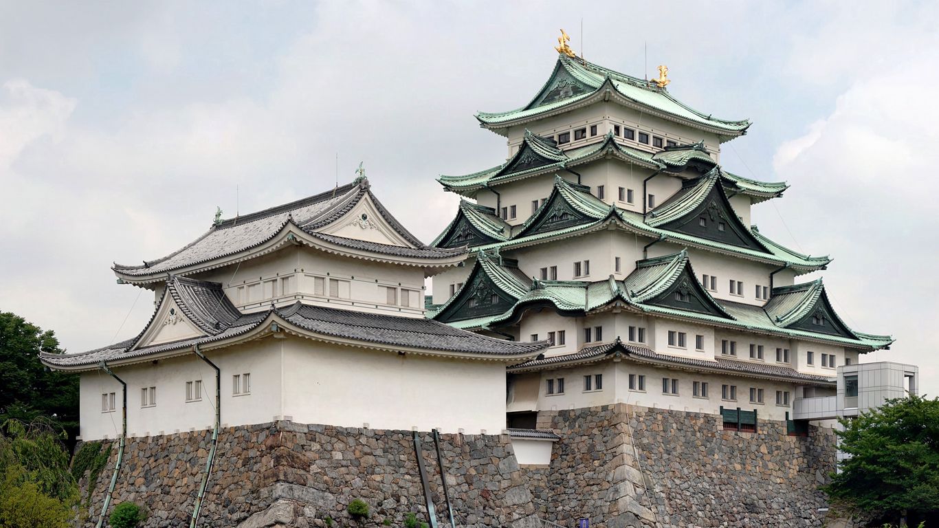 Download wallpaper 1366x768 city, china, house, sky, grass tablet, laptop HD background