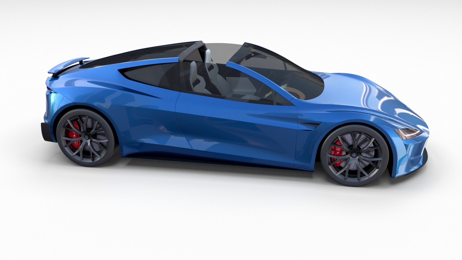 Tesla Roadster 2020 Electric Blue with interior and chassis. Tesla roadster, Roadsters, Electric blue