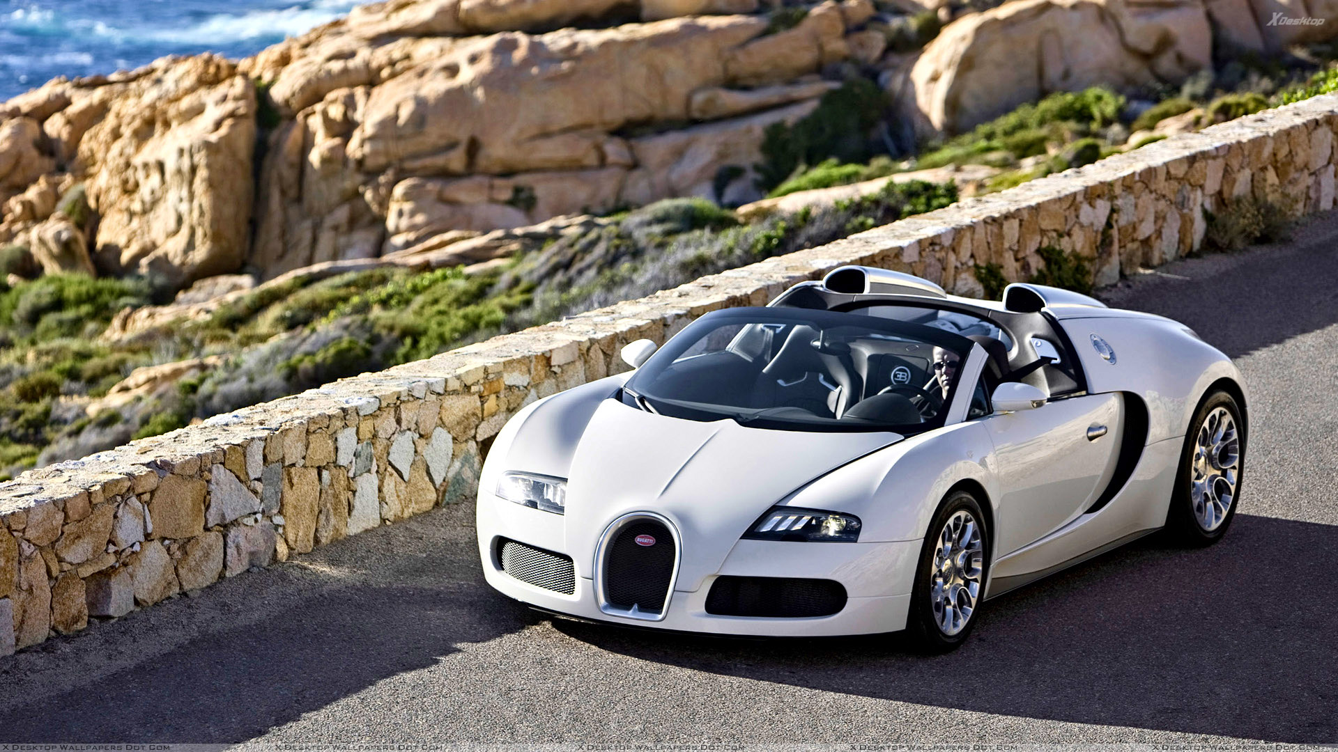 Front Pose Of Bugatti Veyron 16.4 Grand Sport In White Wallpaper