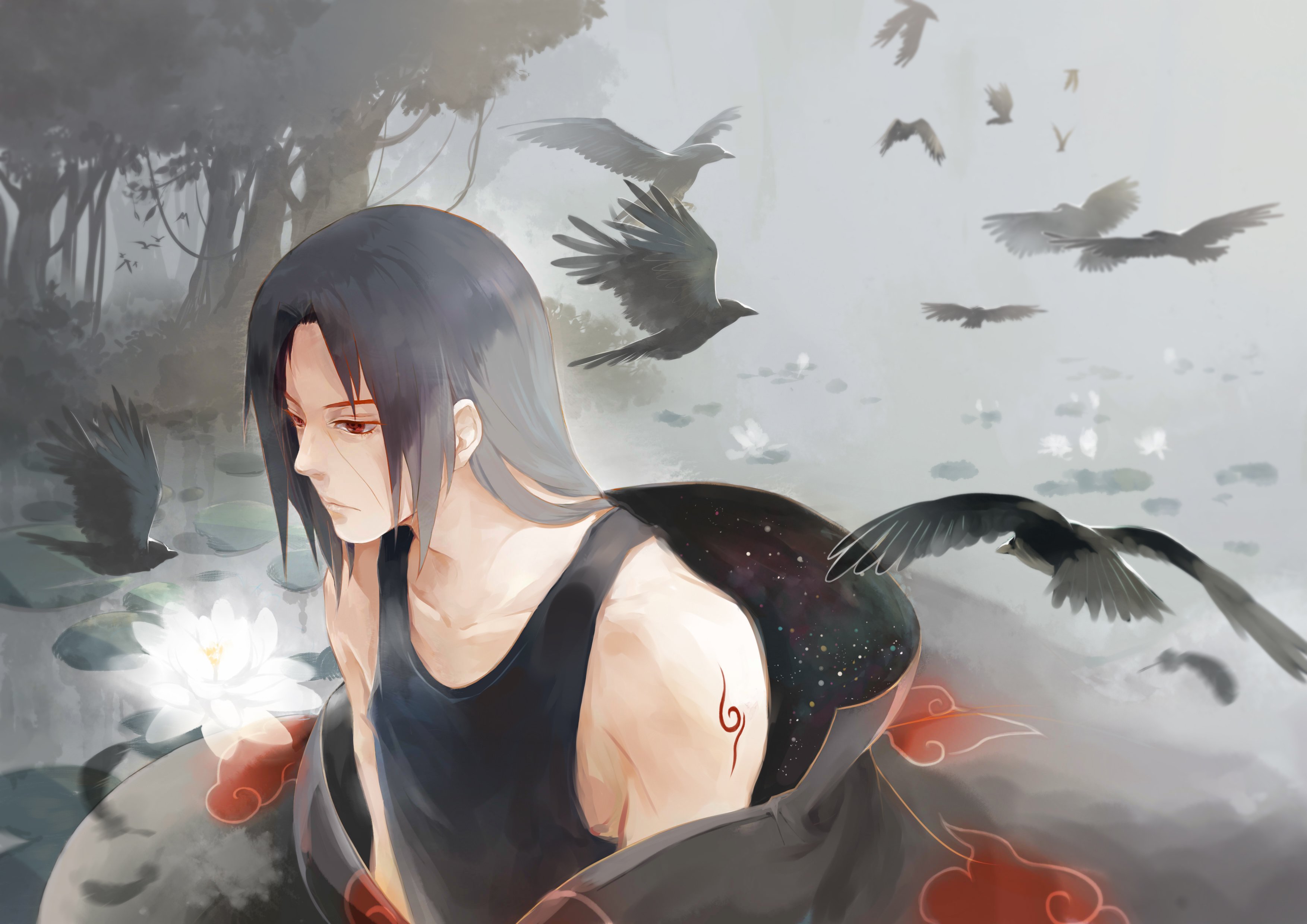 naruto, Uchiha, Itachi, Crow, Black, Bird, Low, Ponytail Wallpaper HD / Desktop and Mobile Background