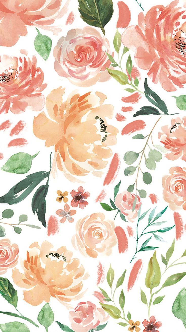 Peachy Flower Wallpaper. Flower wallpaper, Watercolor wallpaper, Floral wallpaper