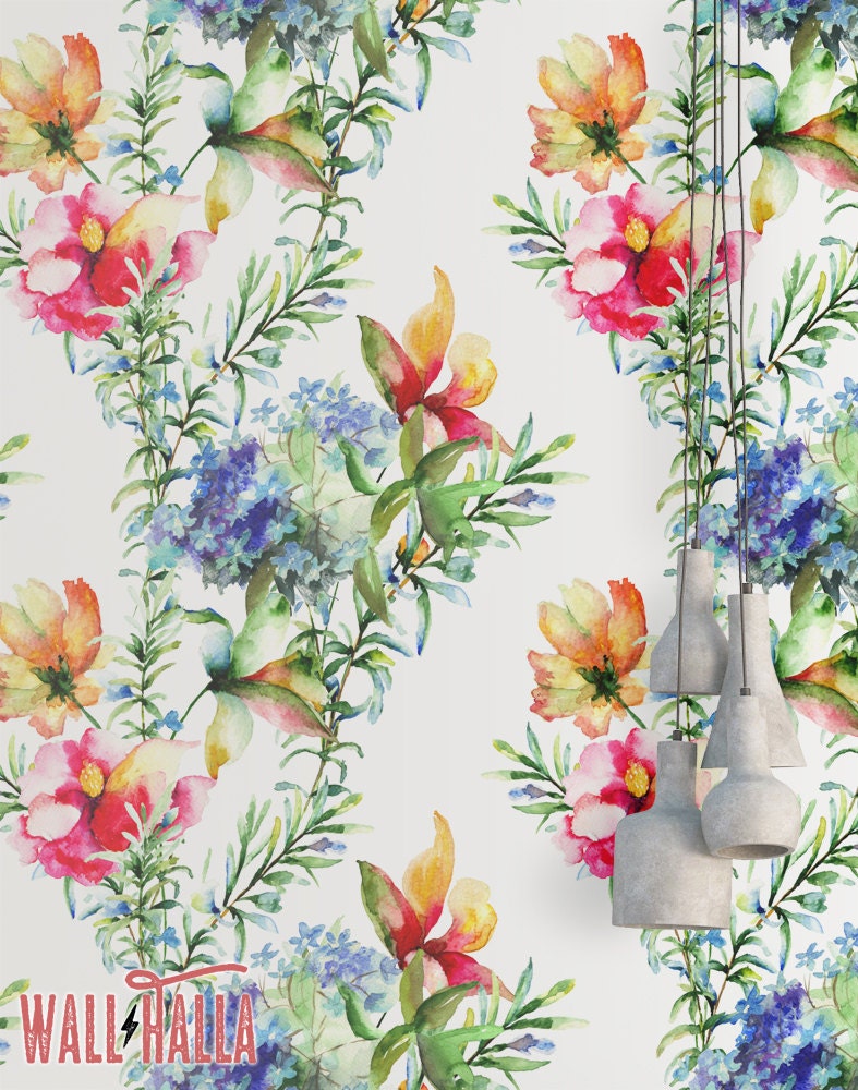 Watercolor Flowers Wallpaper Removable Peel and Stick