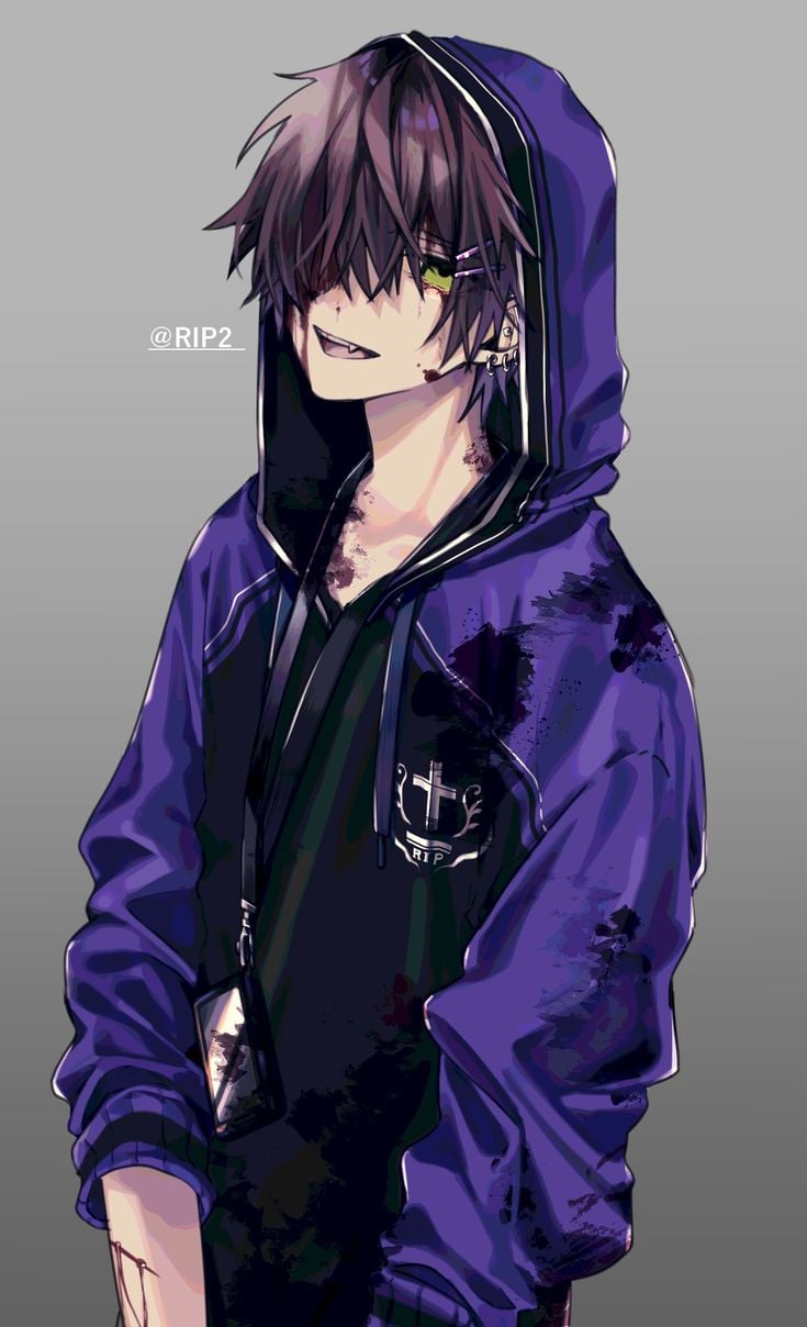 anime guy w/ purple hair - Drawception