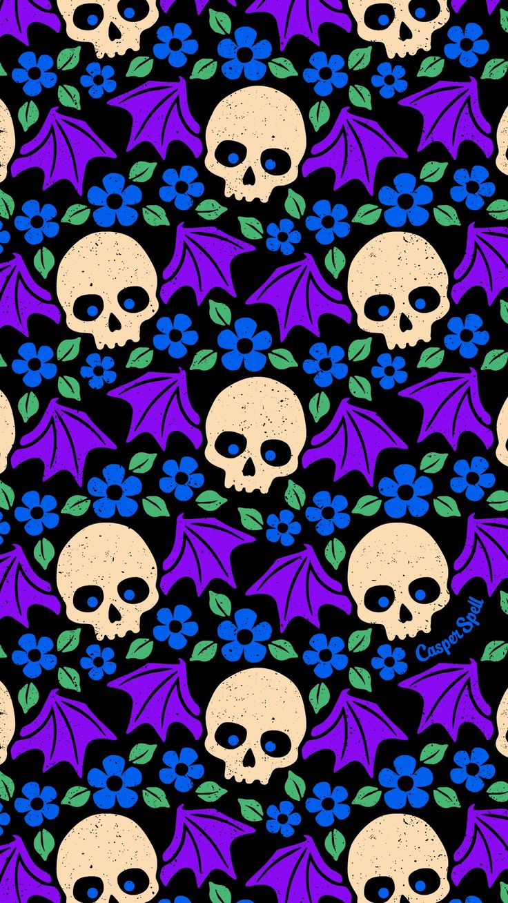 Bat Winged Skulls. Halloween wallpaper background, Halloween wallpaper iphone, Skull wallpaper