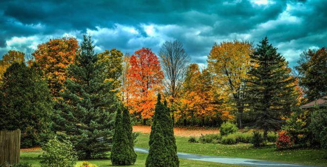 Wallpaper autumn, garden, trees desktop wallpaper, HD image, picture, background, 506244