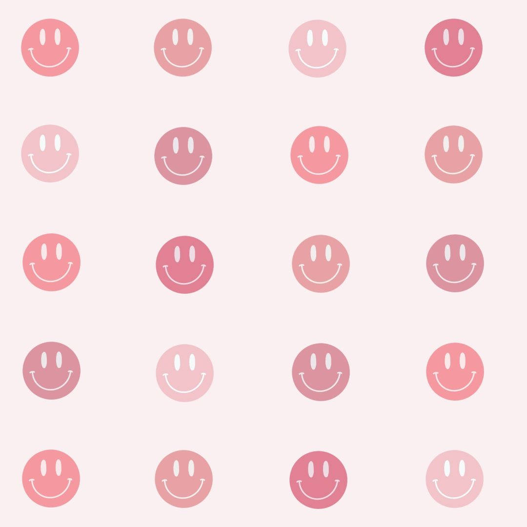 Download Preppy Smiley Face Pink Pattern Wallpaper