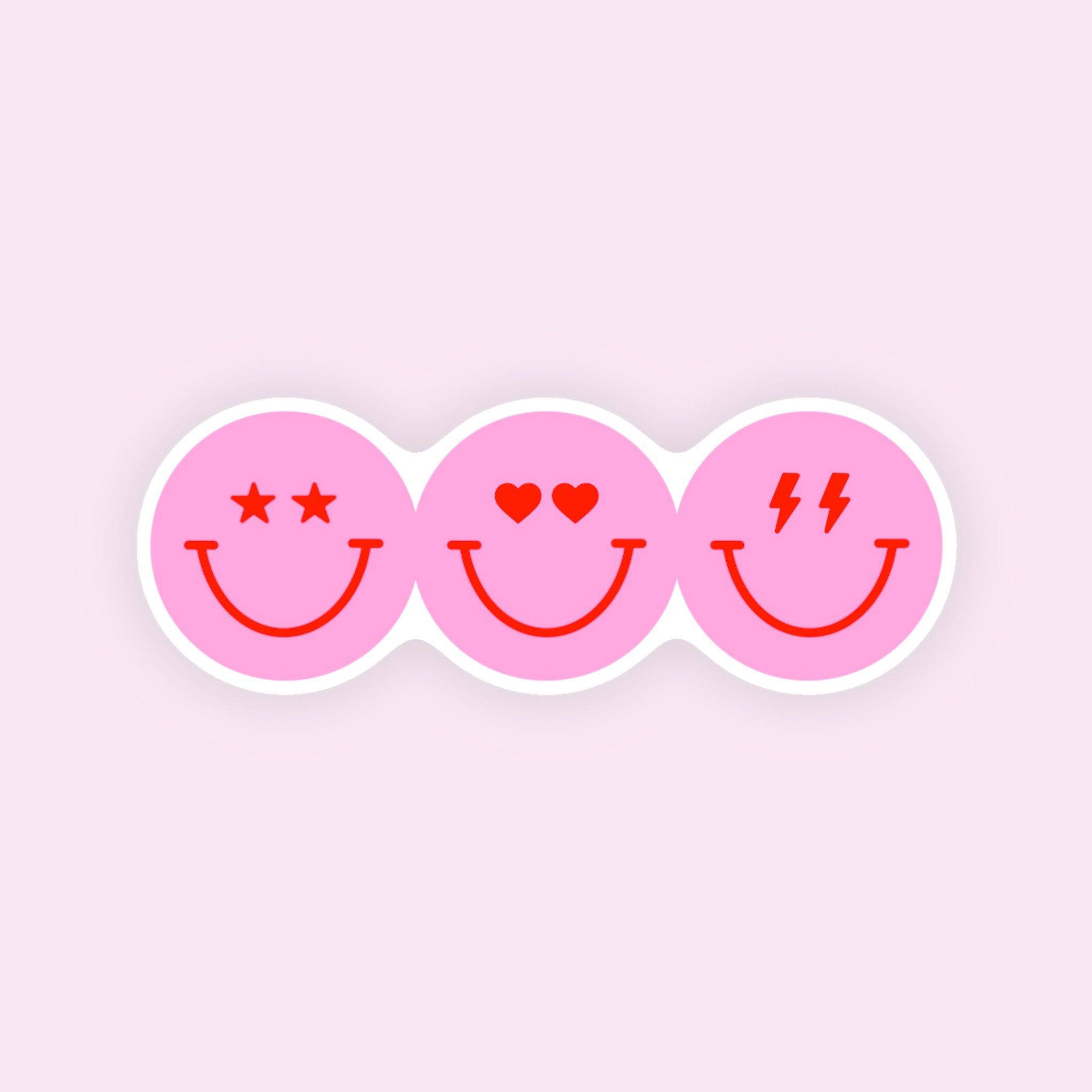 Download Preppy Smiley Face Pink Trio Wallpaper
