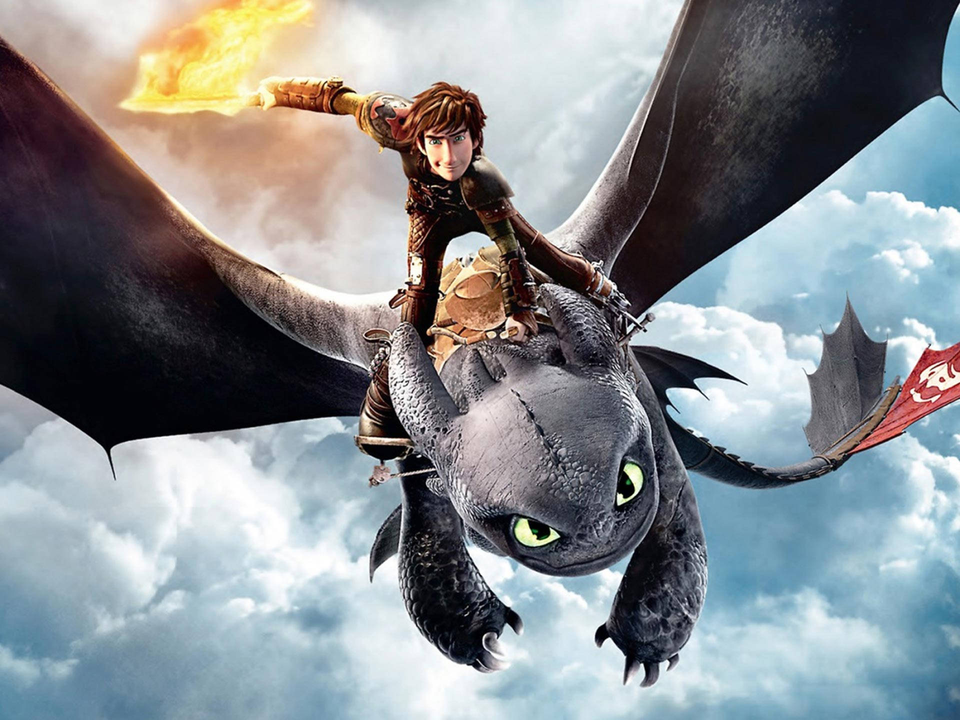 Download Hiccup Toothless Flying Dragon Wallpaper