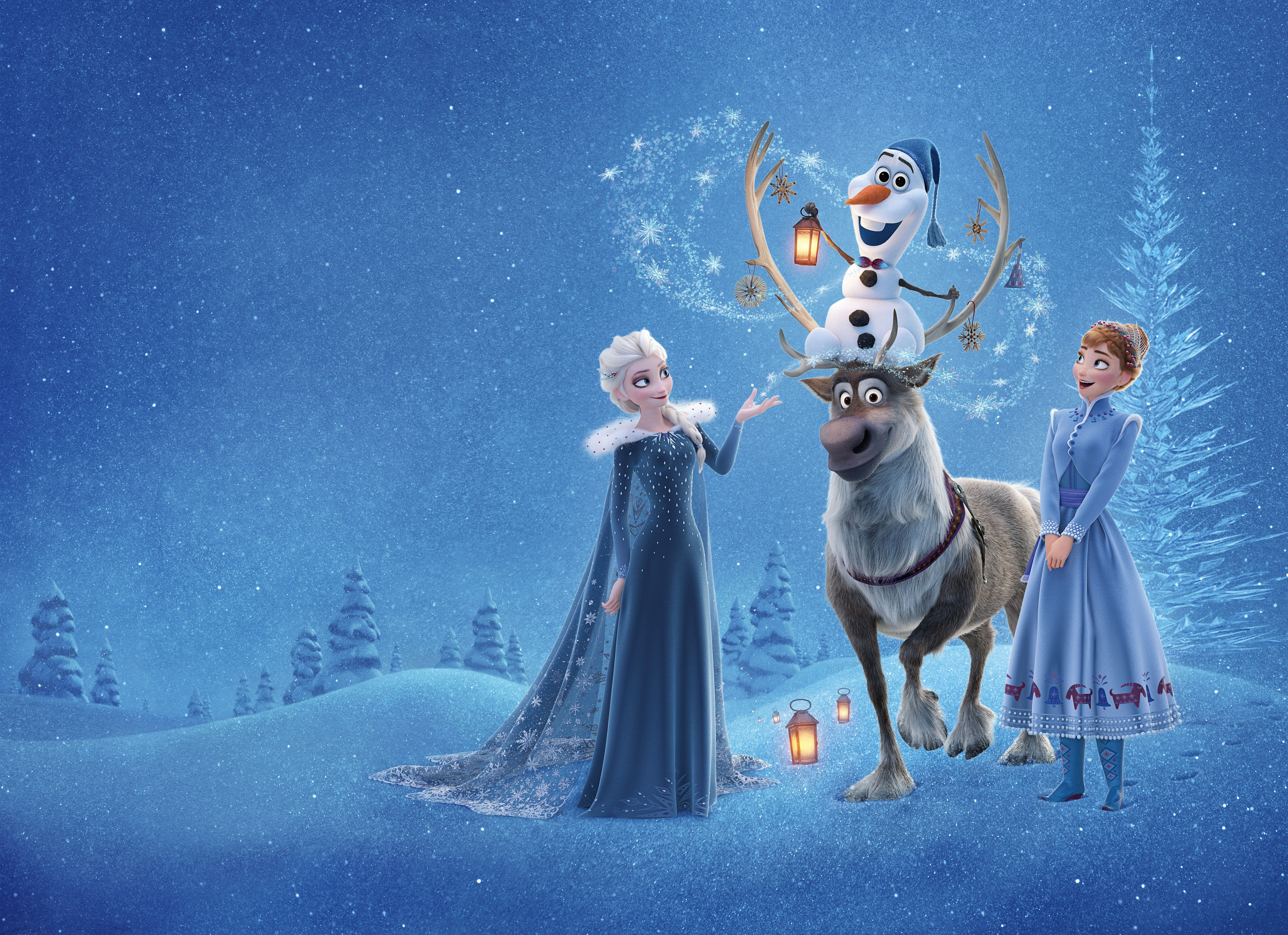 Kristoff #Elsa K #Olaf #Anna #Animation K Short film Olafs Frozen Adventure K #wallpaper #hdwal. Frozen wallpaper, Olaf's frozen adventure, Scene wallpaper