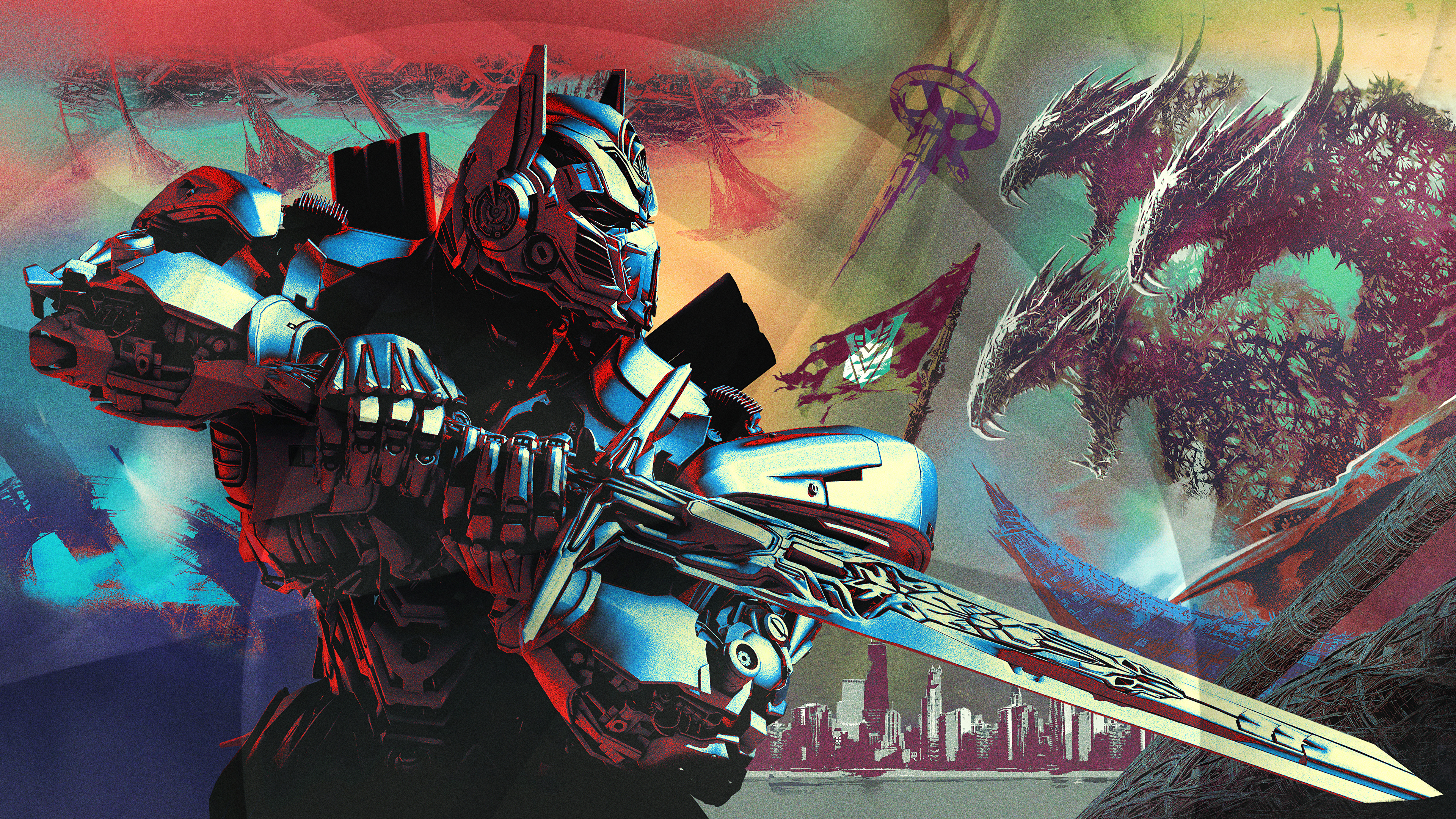 Wallpaper Transformers: The Last Knight Swords robots 3840x2160