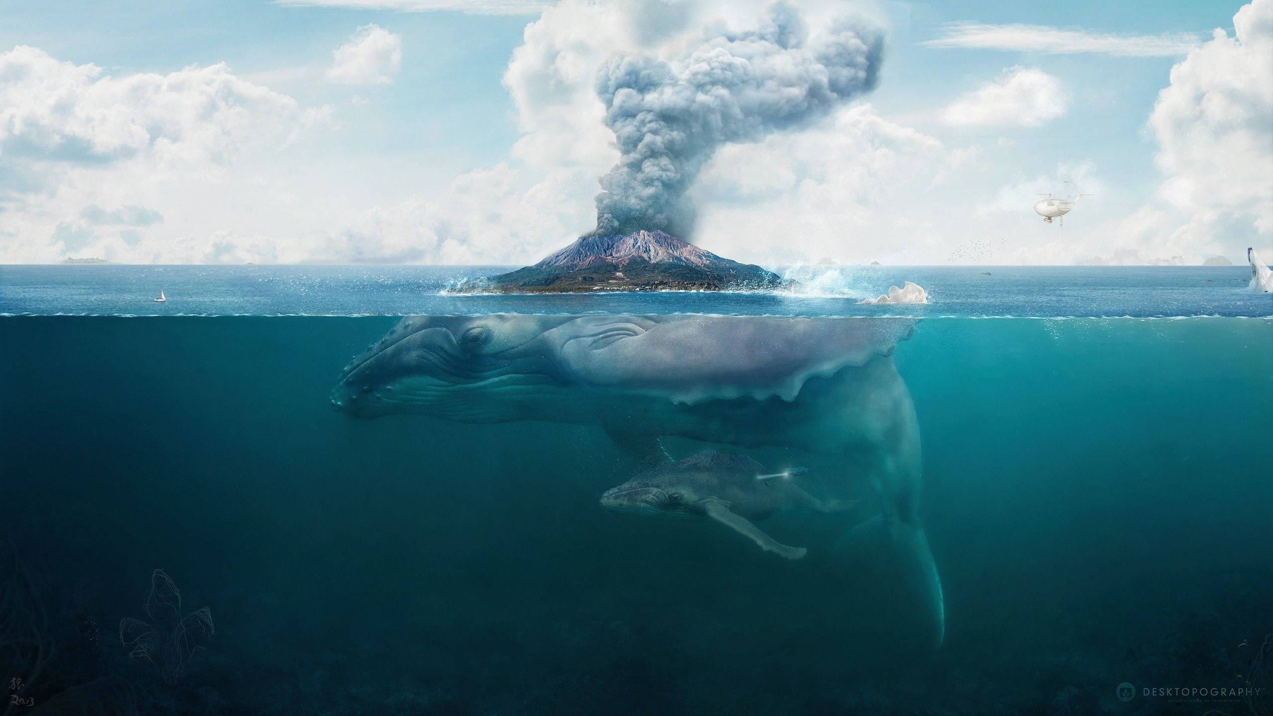Download Giant Whale In Ocean Wallpaper
