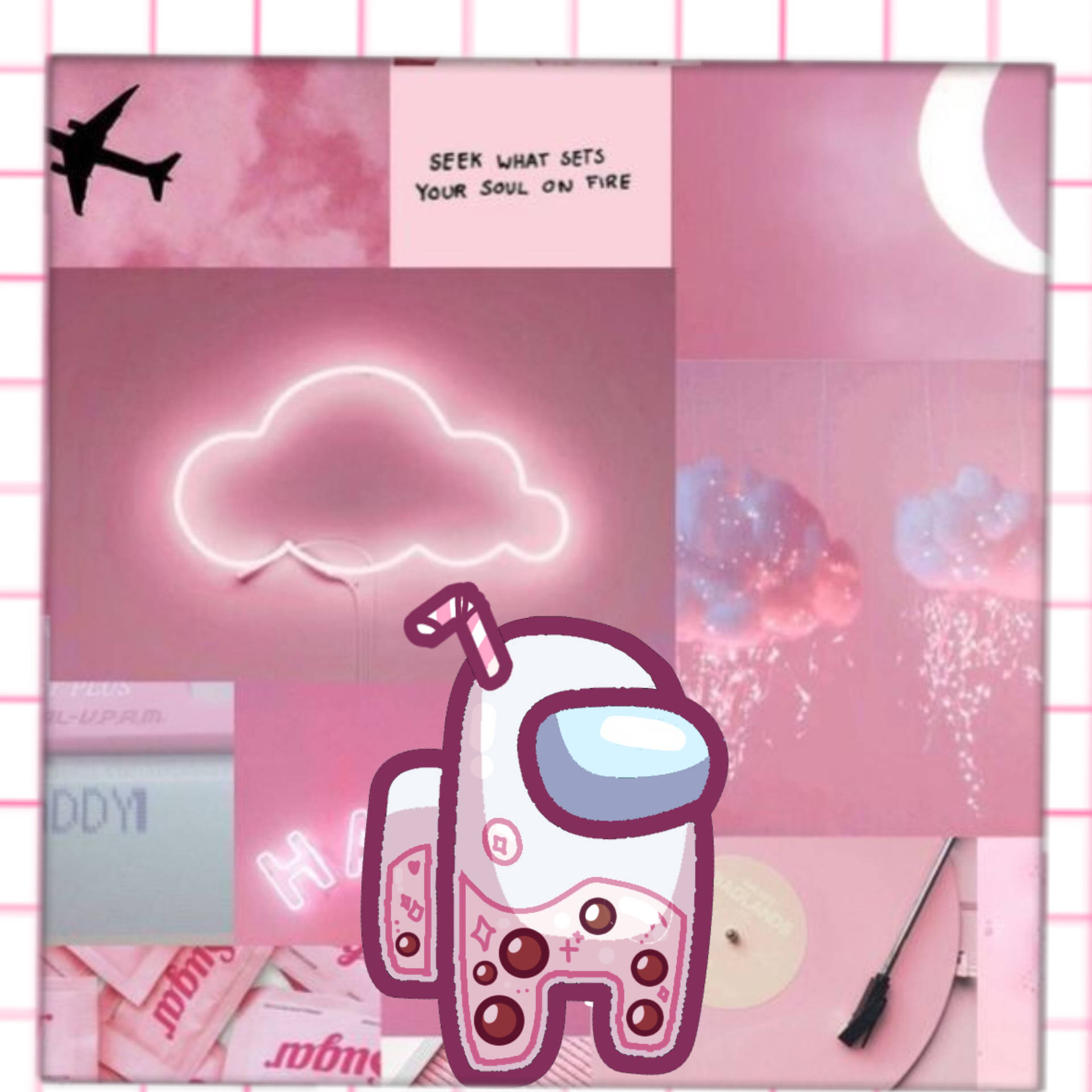 Download Pink Bubble Tea Among Us Wallpaper