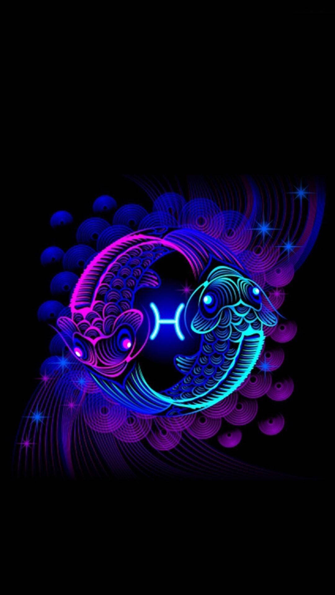 Download Pisces Neon Fish Symbol Wallpaper