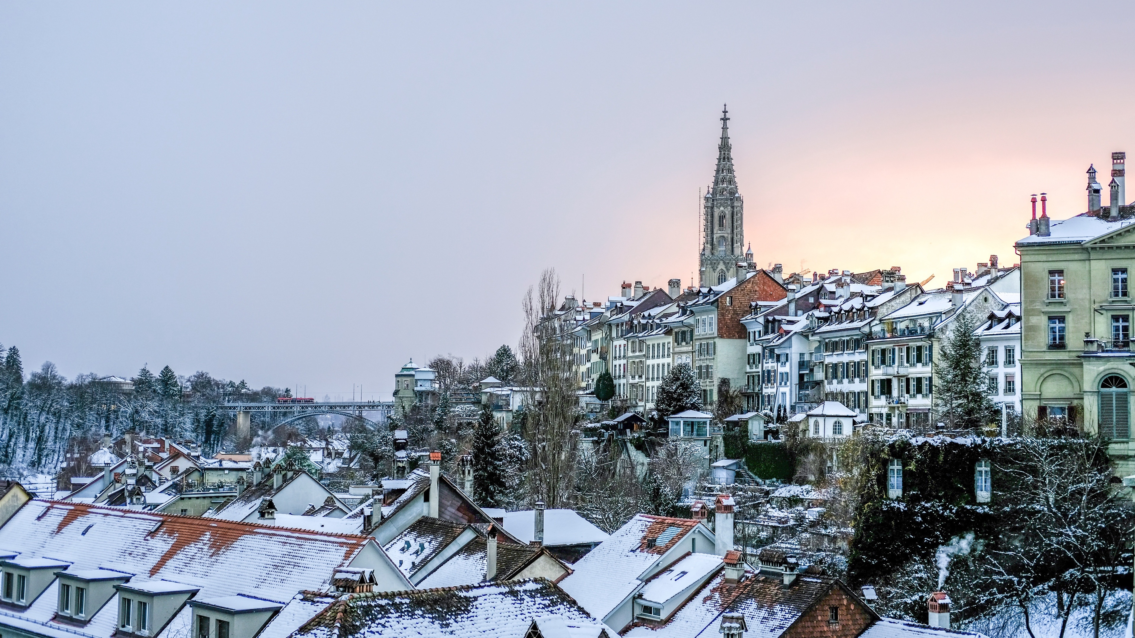 Wallpaper 4k buildings, roofs, winter, snow 4k Wallpaper
