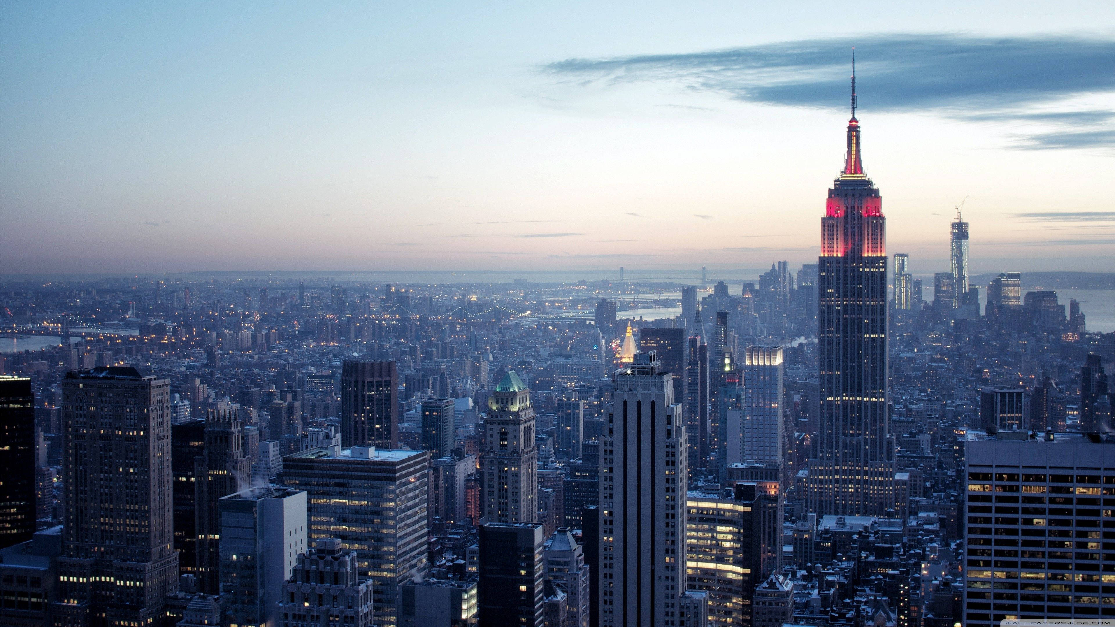 Download New York City Rockefeller Winter Sunset Wallpaper