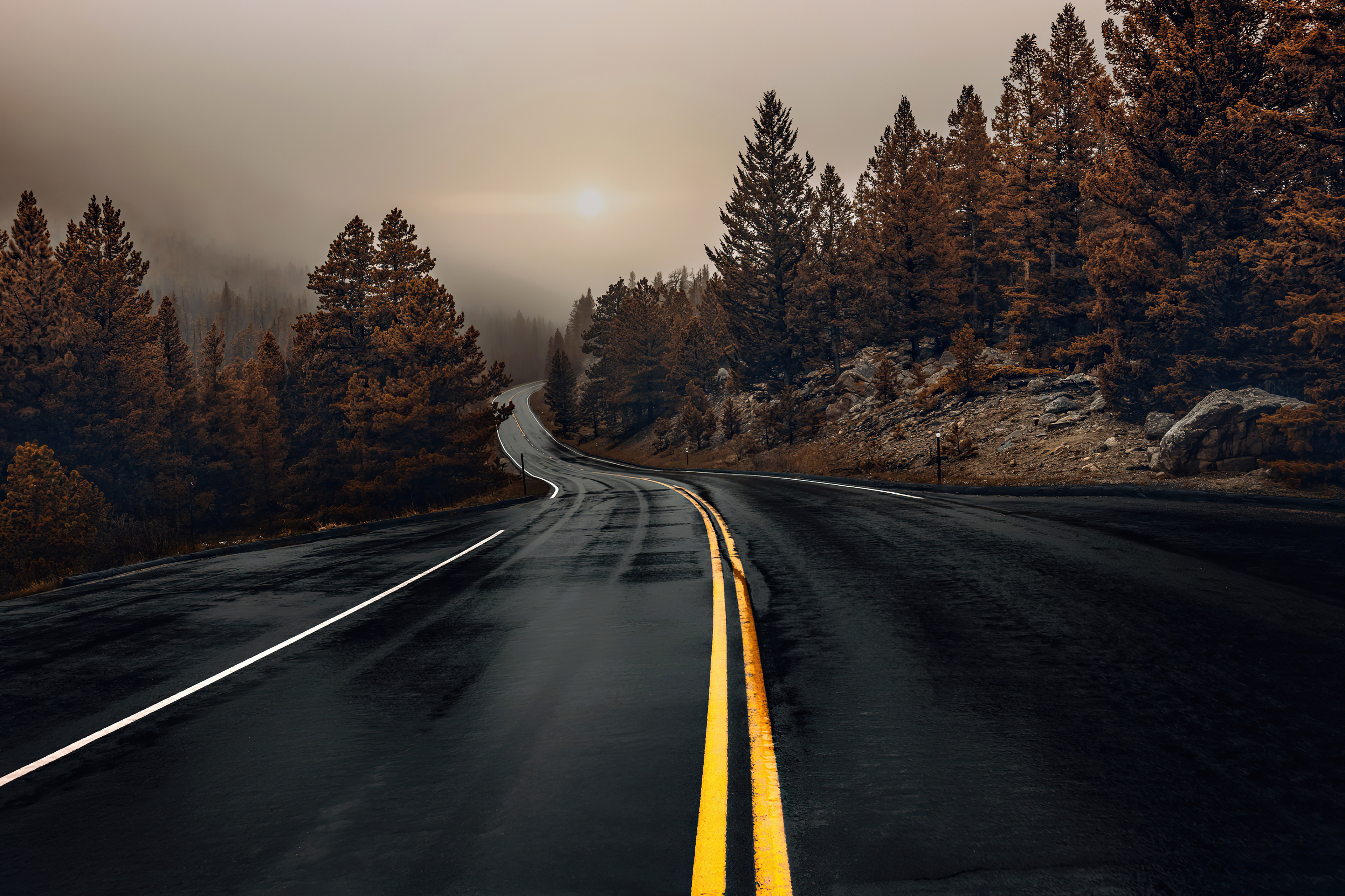 Highway in autumn Wallpaper 4k Ultra HD