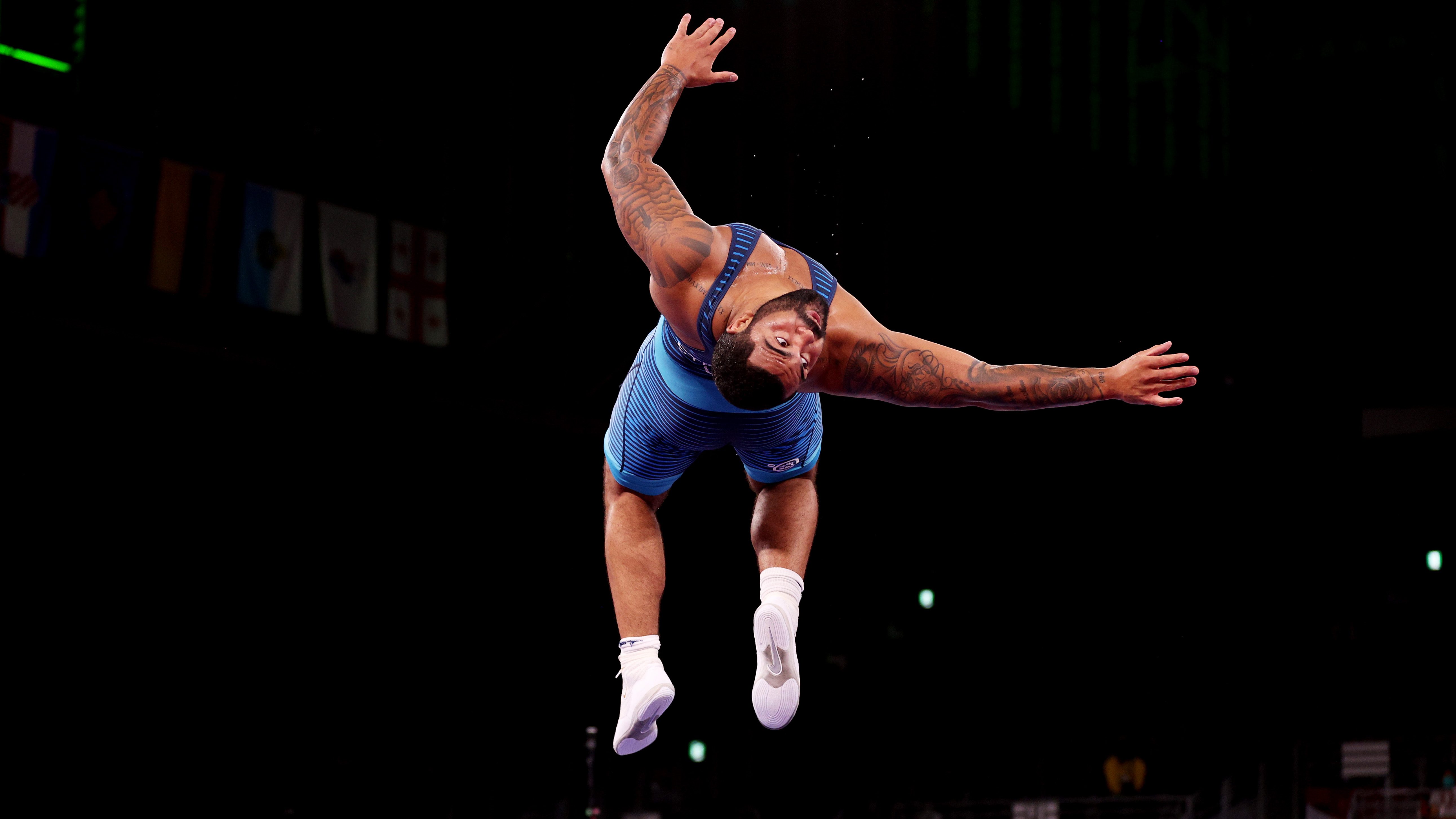 US wrestler Gable Steveson wins gold in last second of freestyle match, celebrates with signature backflip