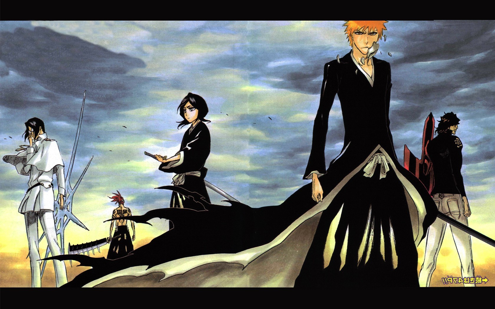 Bleach, Kuchiki Rukia, Kurosaki Ichigo, Ishida Uryu, Abarai Renji, Yasutora Sado, Manga Wallpaper HD / Desktop and Mobile Background
