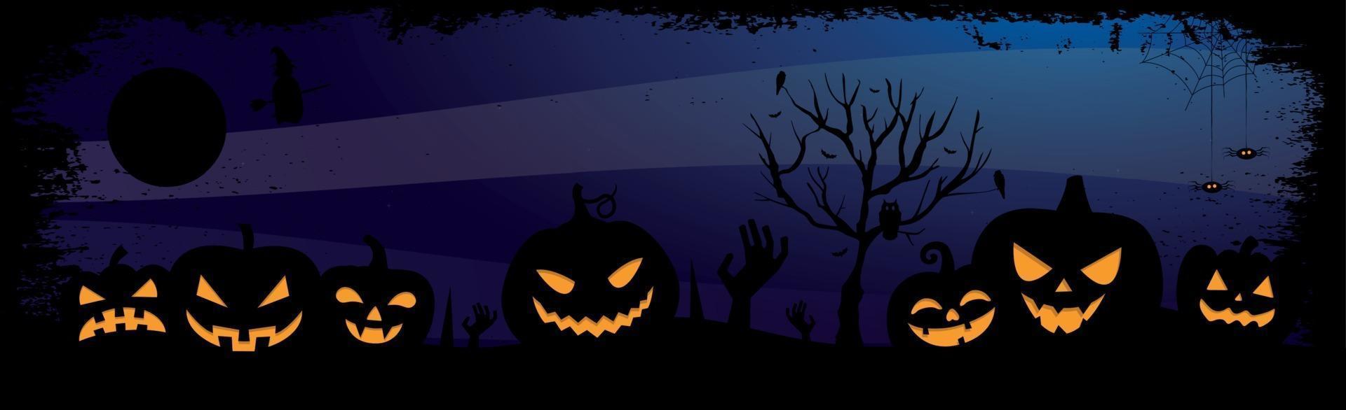 Scary gloomy dark blue halloween background