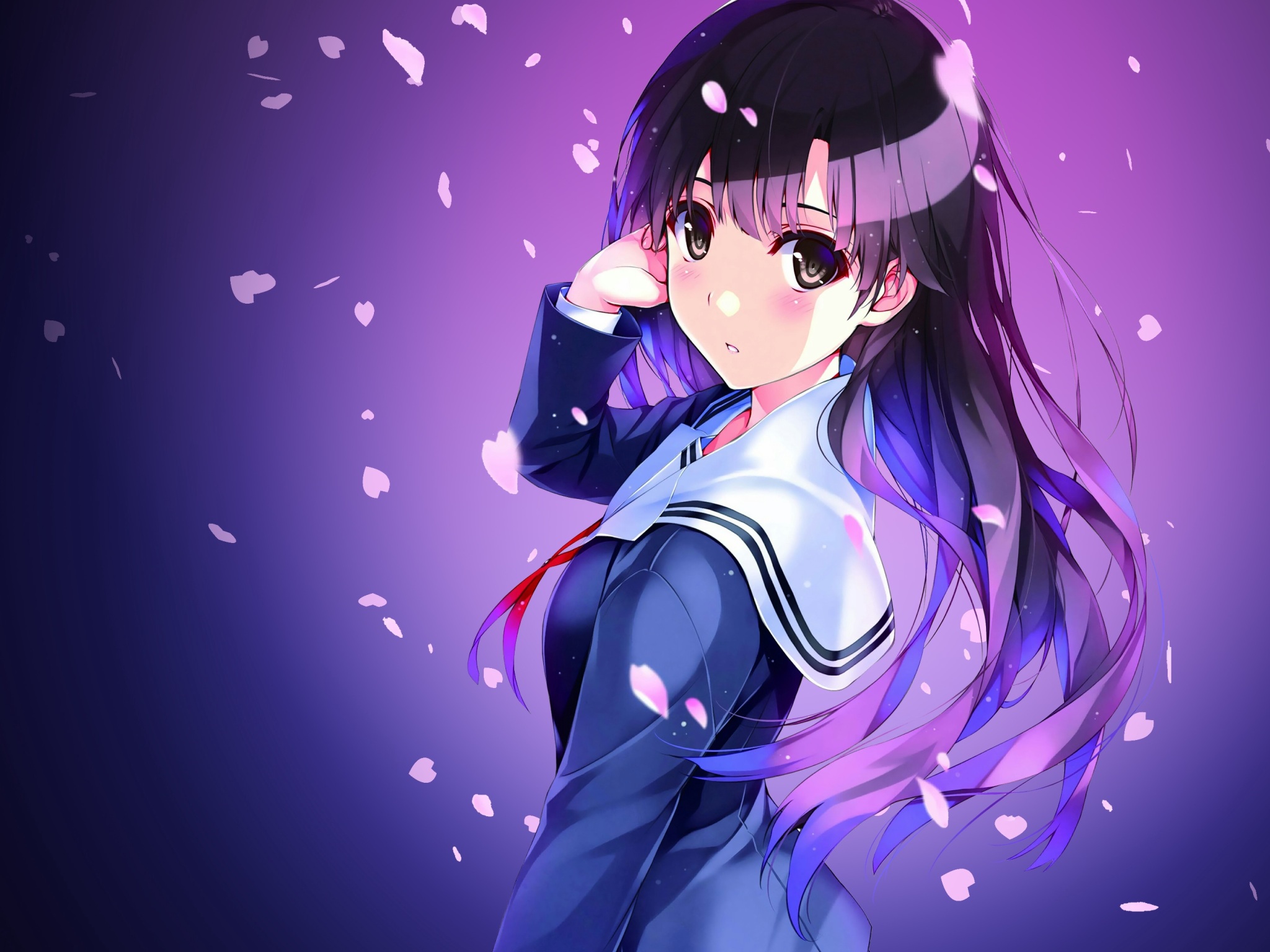 Wallpaper 4k anime, schoolgirl, uniform, girl 4k Wallpaper