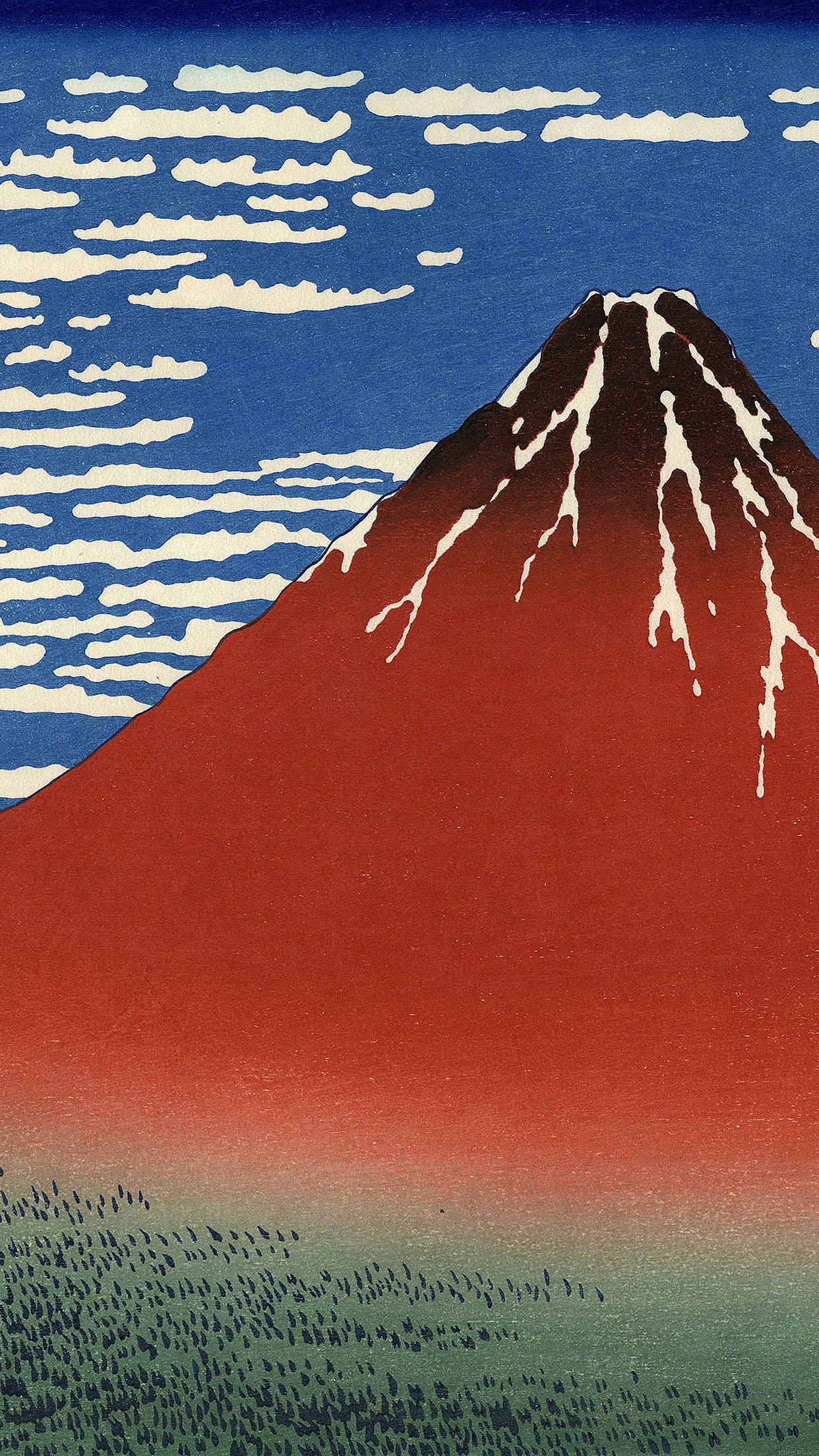 red fuji mountain hokusai illust art