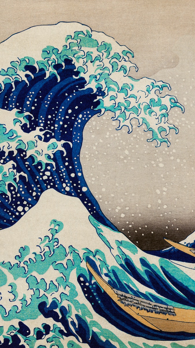 Hokusai iPhone wallpaper, mobile background,. Premium Photo Illustration