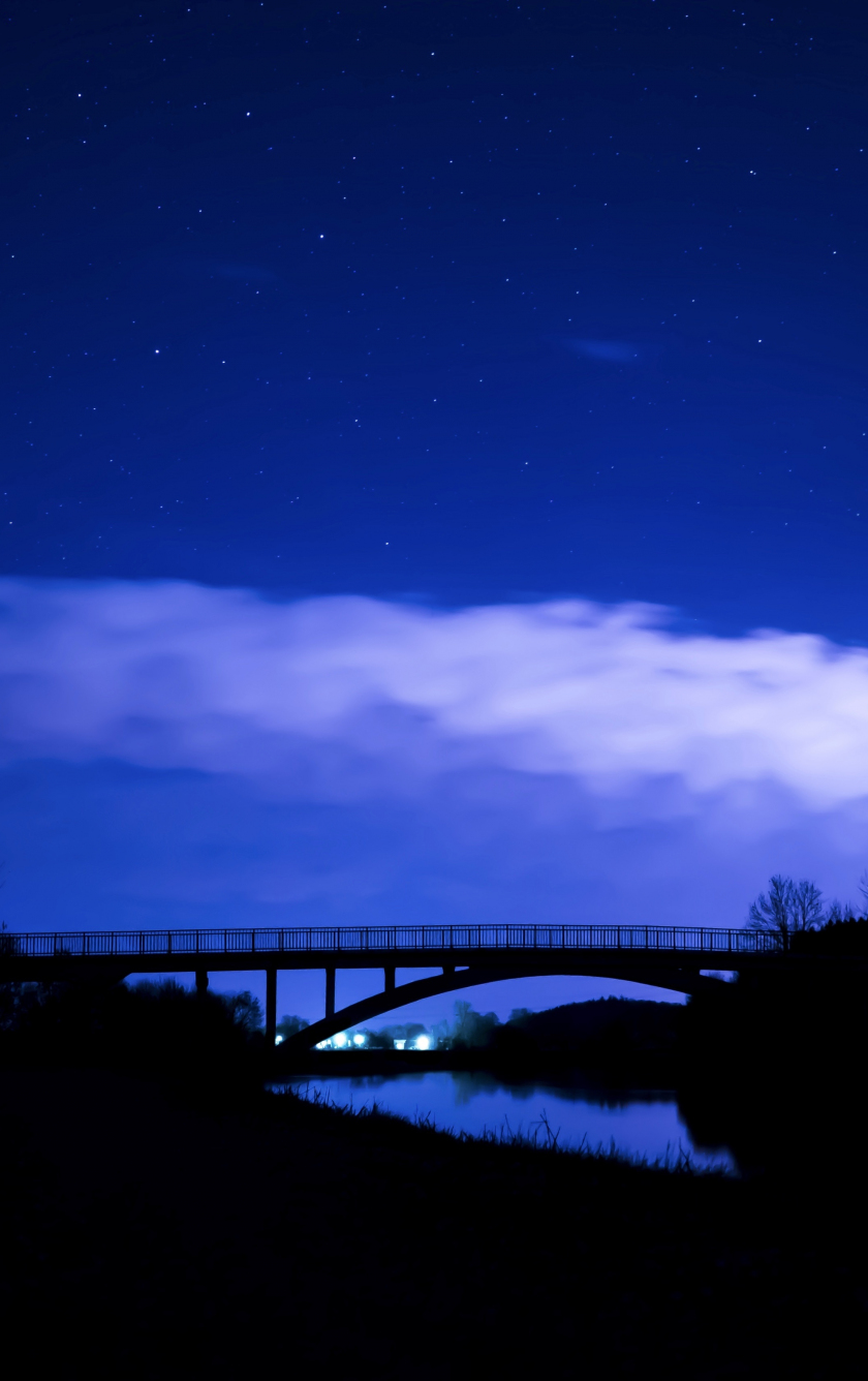 Download bridge, clouds, night, trees, sky 840x1336 wallpaper, iphone 5, iphone 5s, iphone 5c, ipod touch, 840x1336 HD image, background, 492