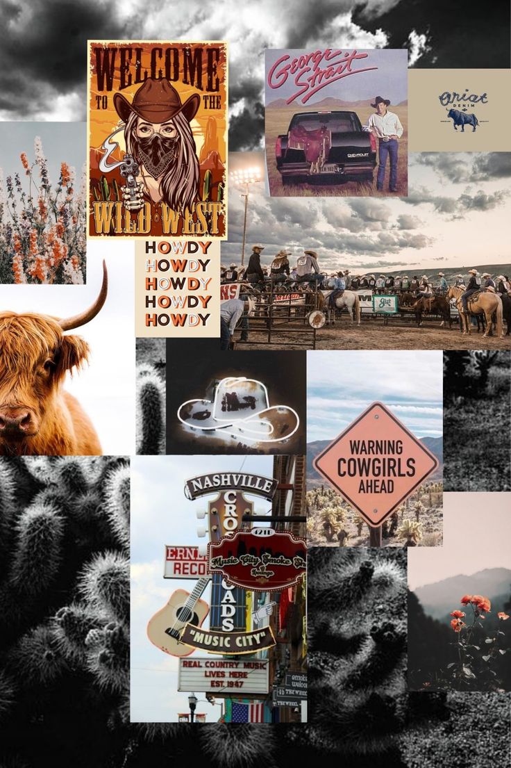 Cute country collage. Western wallpaper iphone, Retro wallpaper, Cute wallpaper