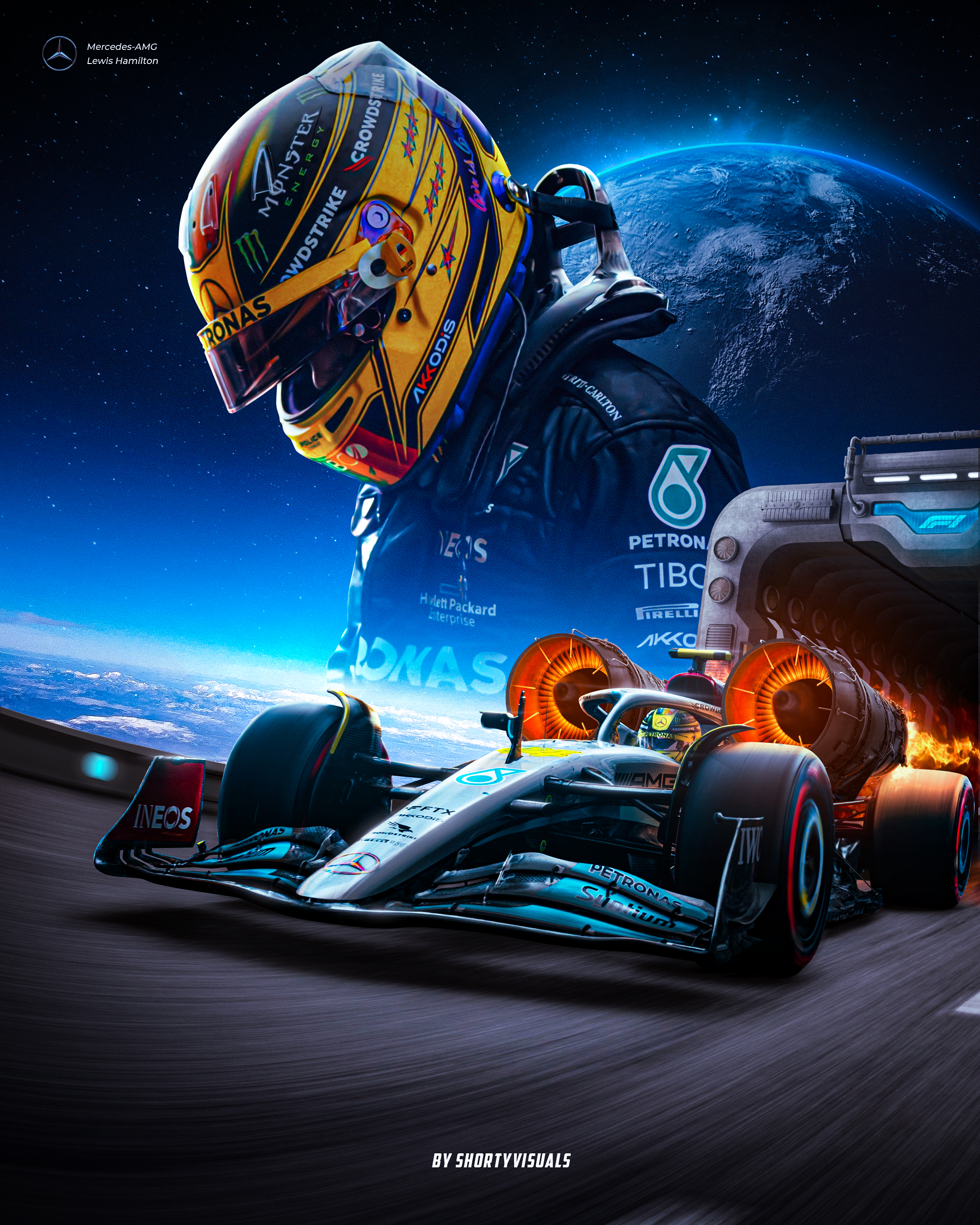 Space Themed Poster For Sir Lewis Hamilton's 2022 season. All made in photohop