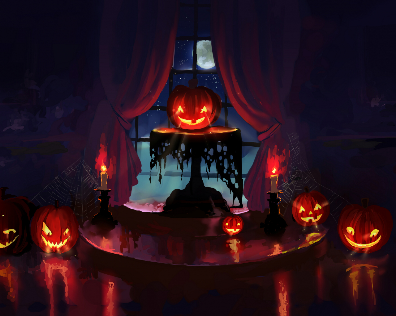 Download wallpaper 1280x1024 pumpkin, yellow, halloween party, 2019, standard 5:4 fullscreen wallpaper, 1280x1024 HD background, 23175