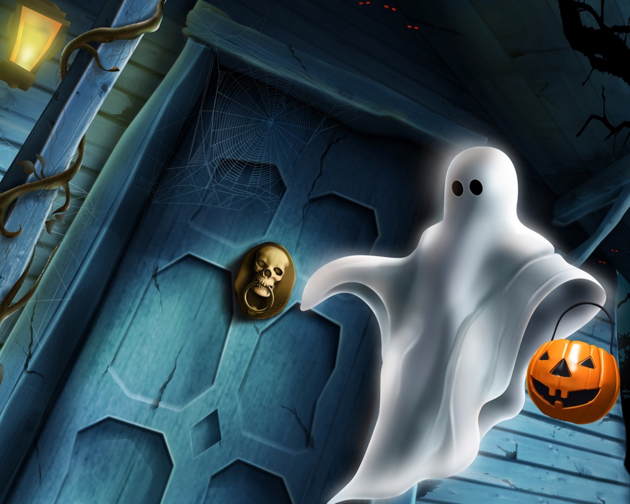 Halloween ghost desktop PC and Mac wallpaper