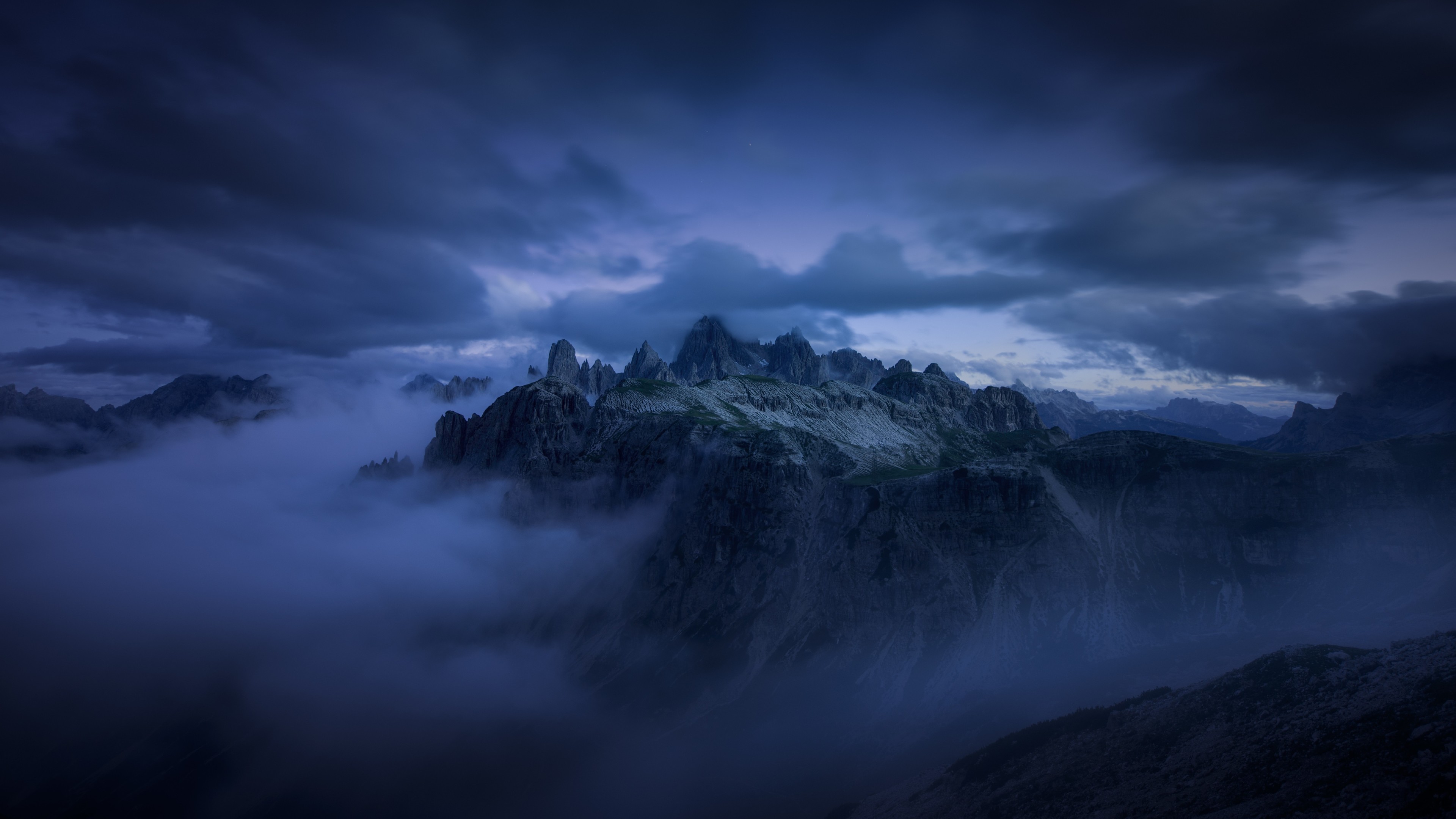 Wallpaper 4k Mountains Cliff Covered Under Fog Mist 5k Wallpaper