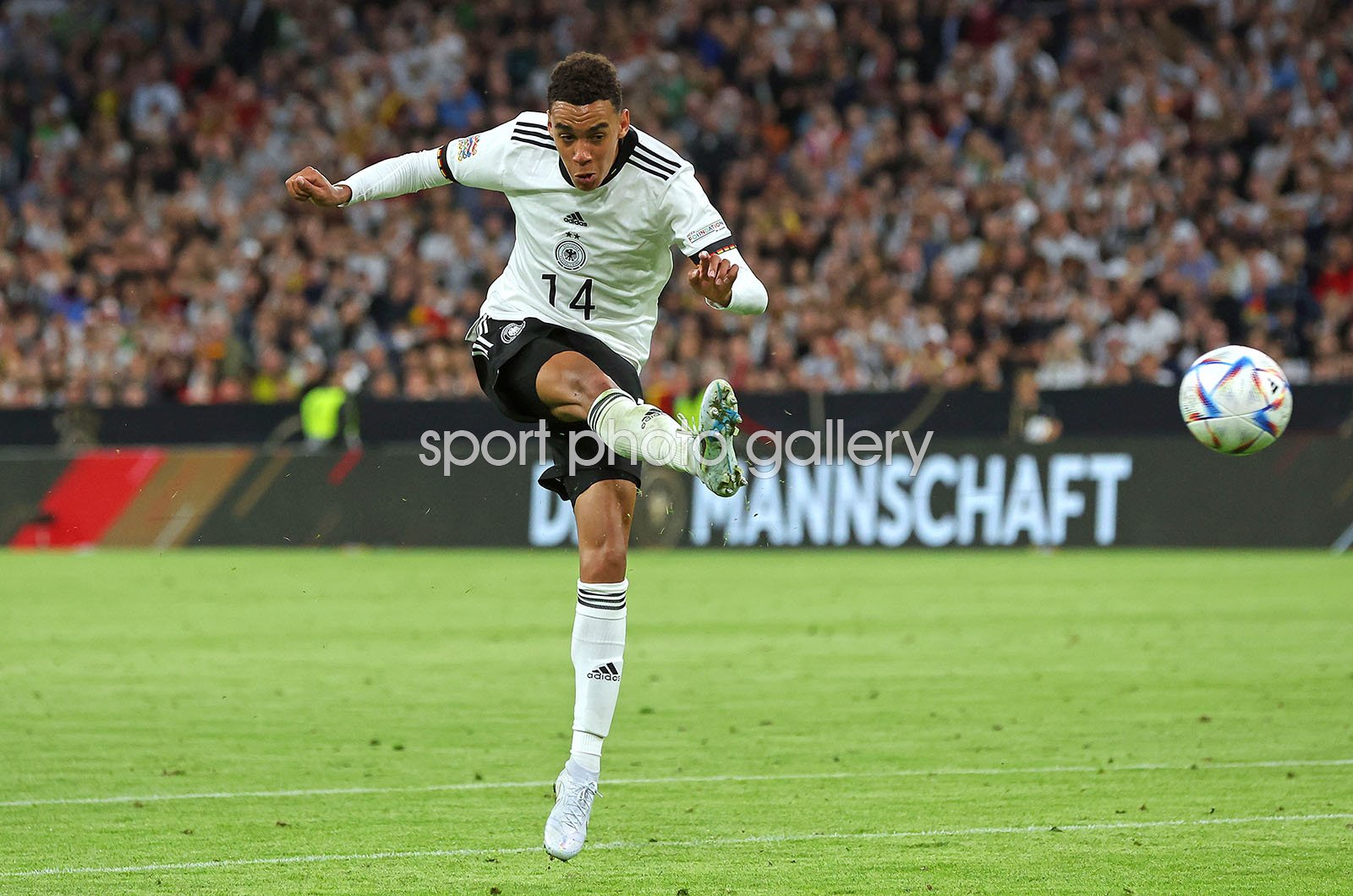 Jamal Musiala Germany shoots v England Nations League Munich 2022 Image