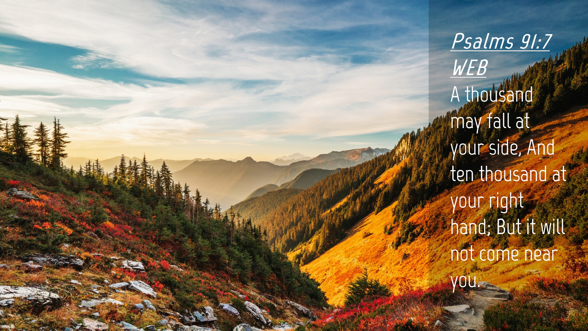 Psalms 91:7 WEB Desktop Wallpaper thousand may fall at your side