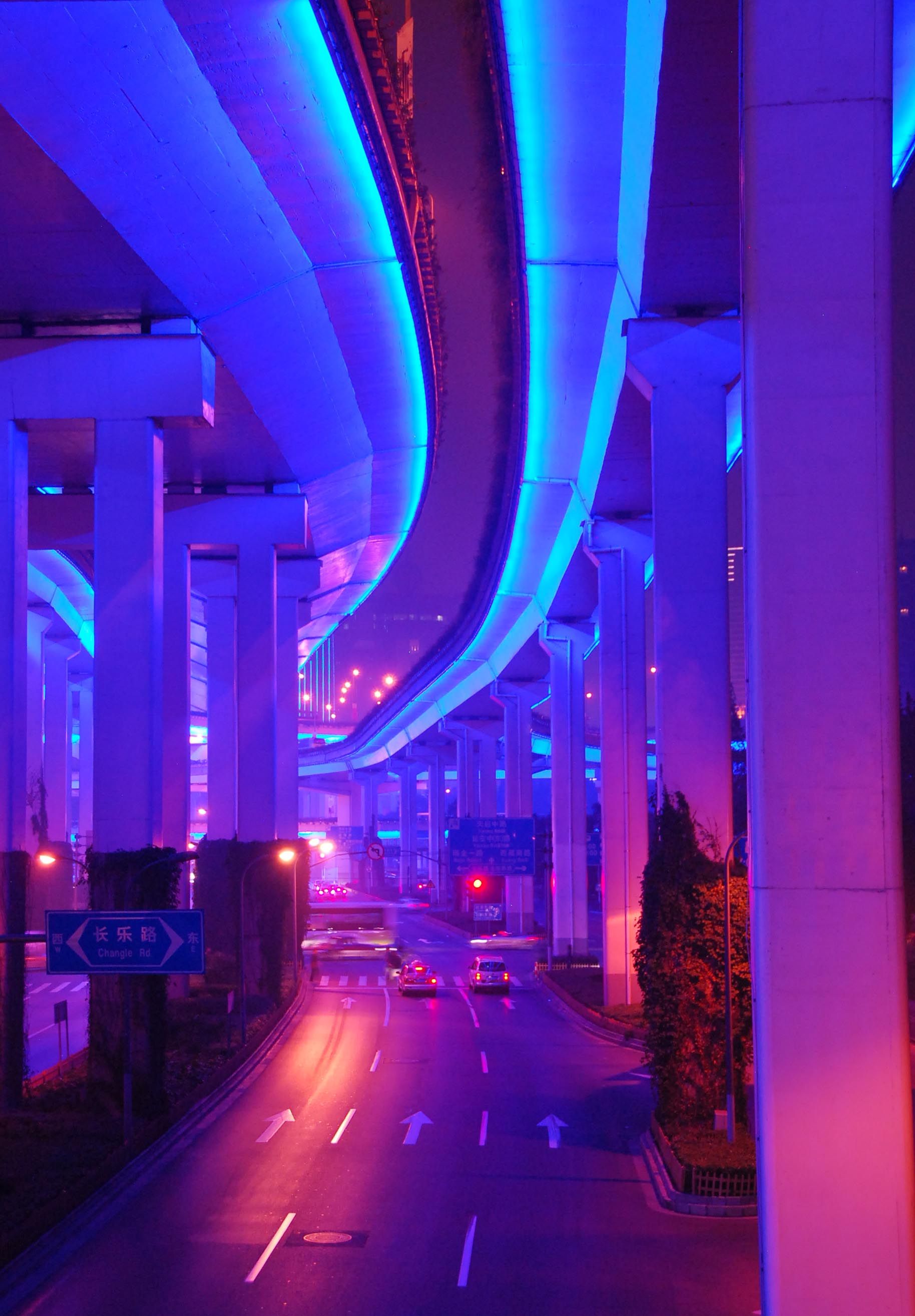 Freeway madness_Shanghai. Neon aesthetic, Cyberpunk aesthetic, Neon