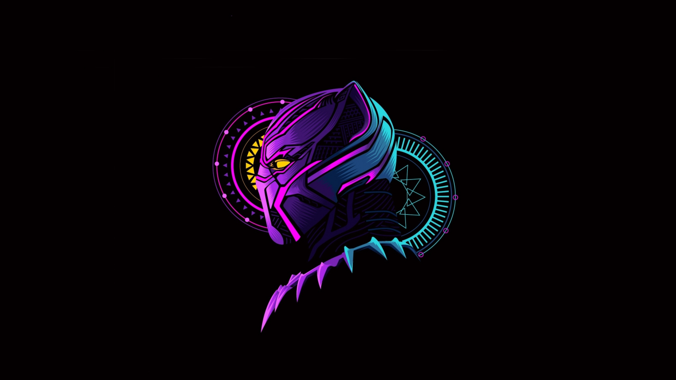 Black Panther glow mask minimal art wallpaper background