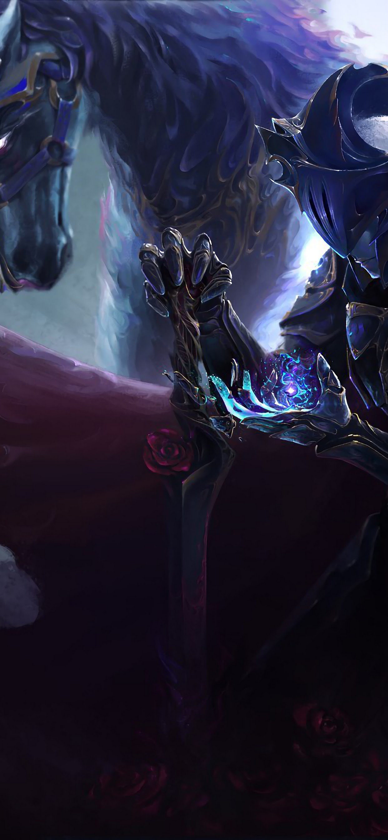 Dark Knight Warrior Sword Horse Fantasy 4K Wallpaper