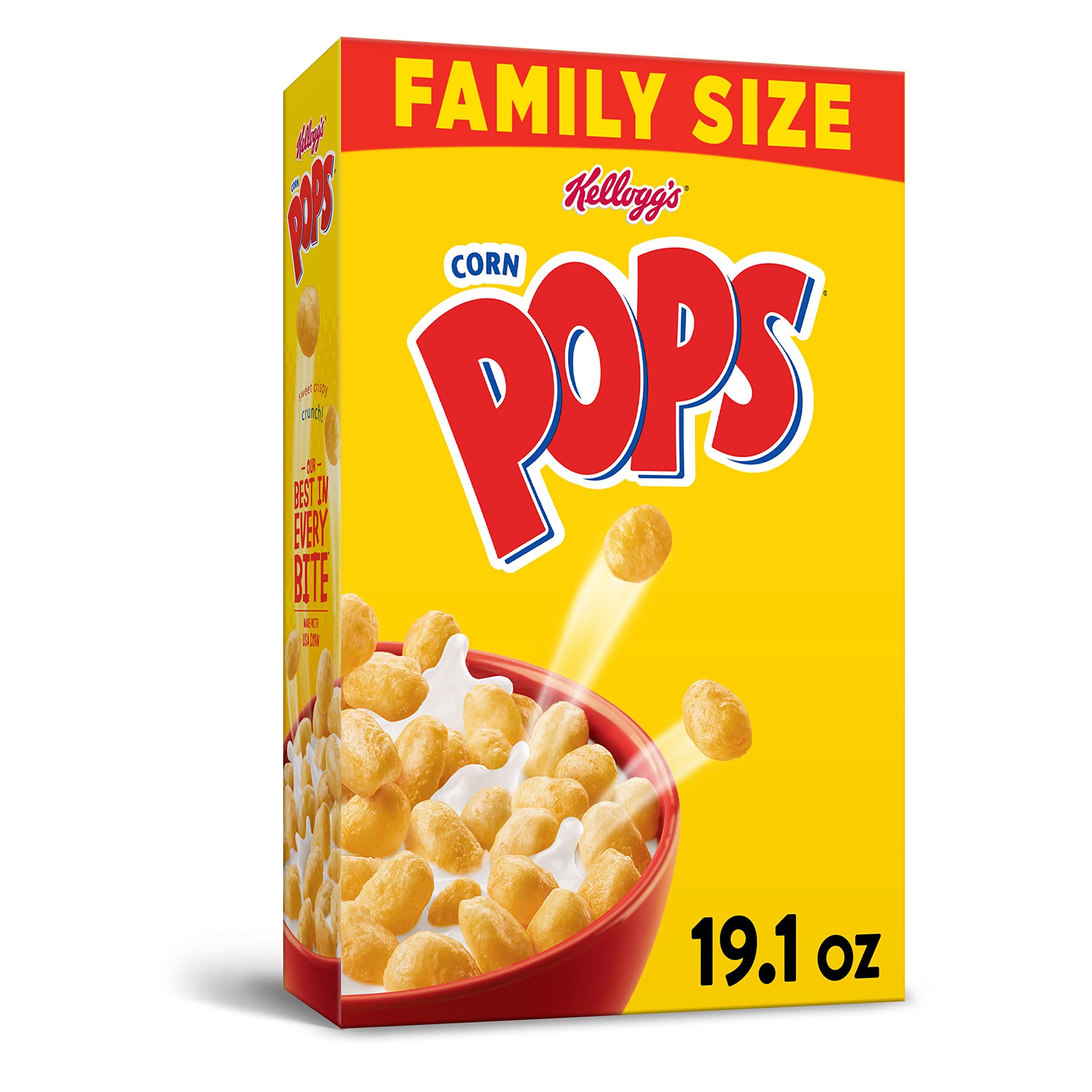 Kellogg's Corn Pops Breakfast Cereal, 8 Vitamins and Minerals, Kids Snacks, Family Size, Original, 19.1oz Box (1 Box), Grocery & Gourmet Food