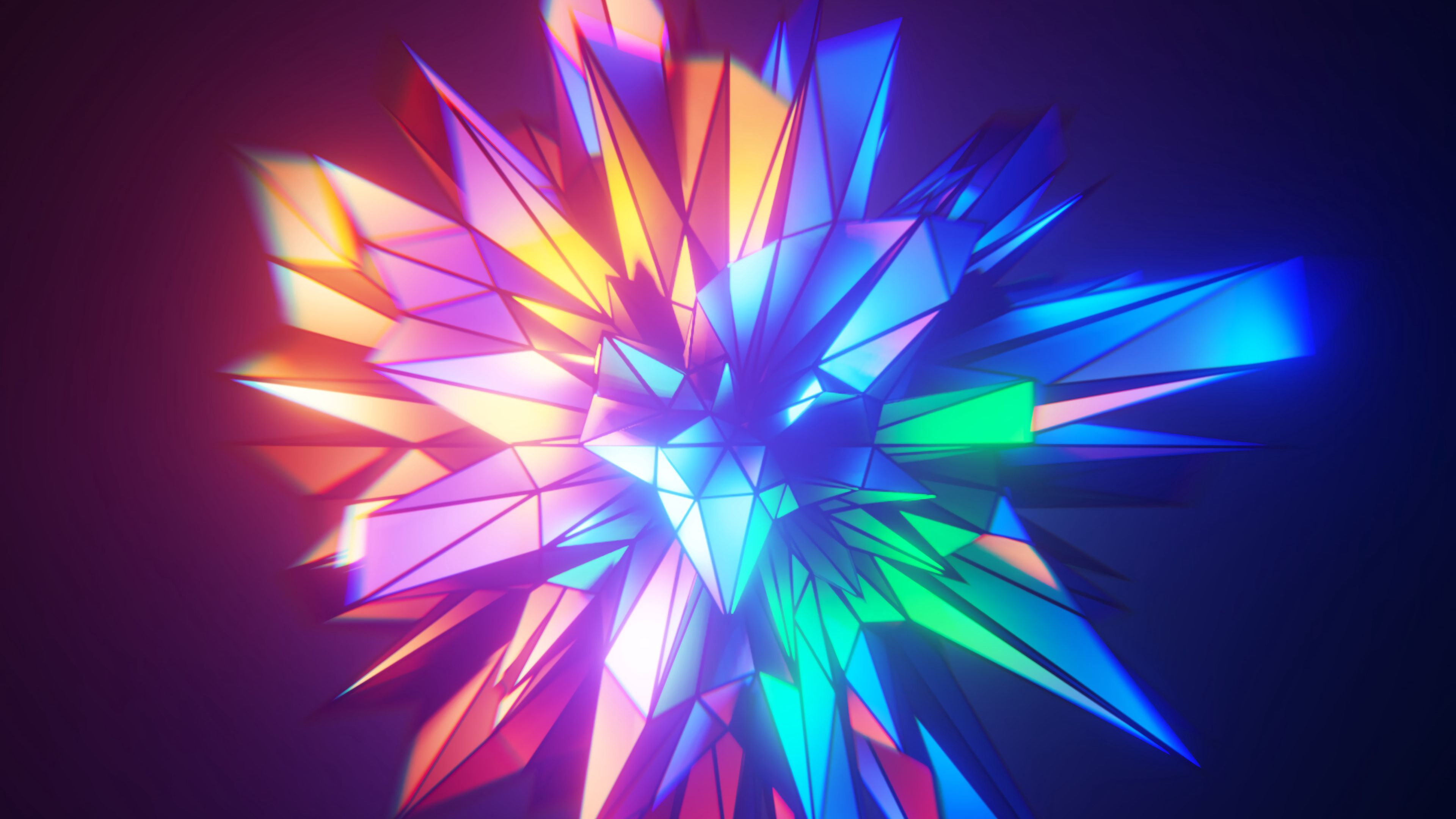 Download wallpaper 3840x2160 crystal, multicolored, faces, geometry 4k uhd 16:9 HD background