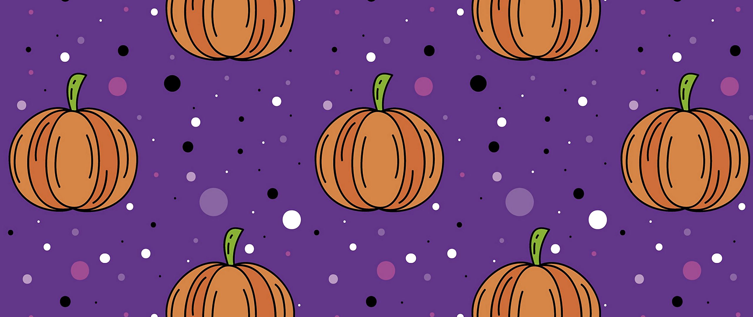 Download wallpaper 2560x1080 pumpkin, pattern, art, dots, colorful dual wide 1080p HD background
